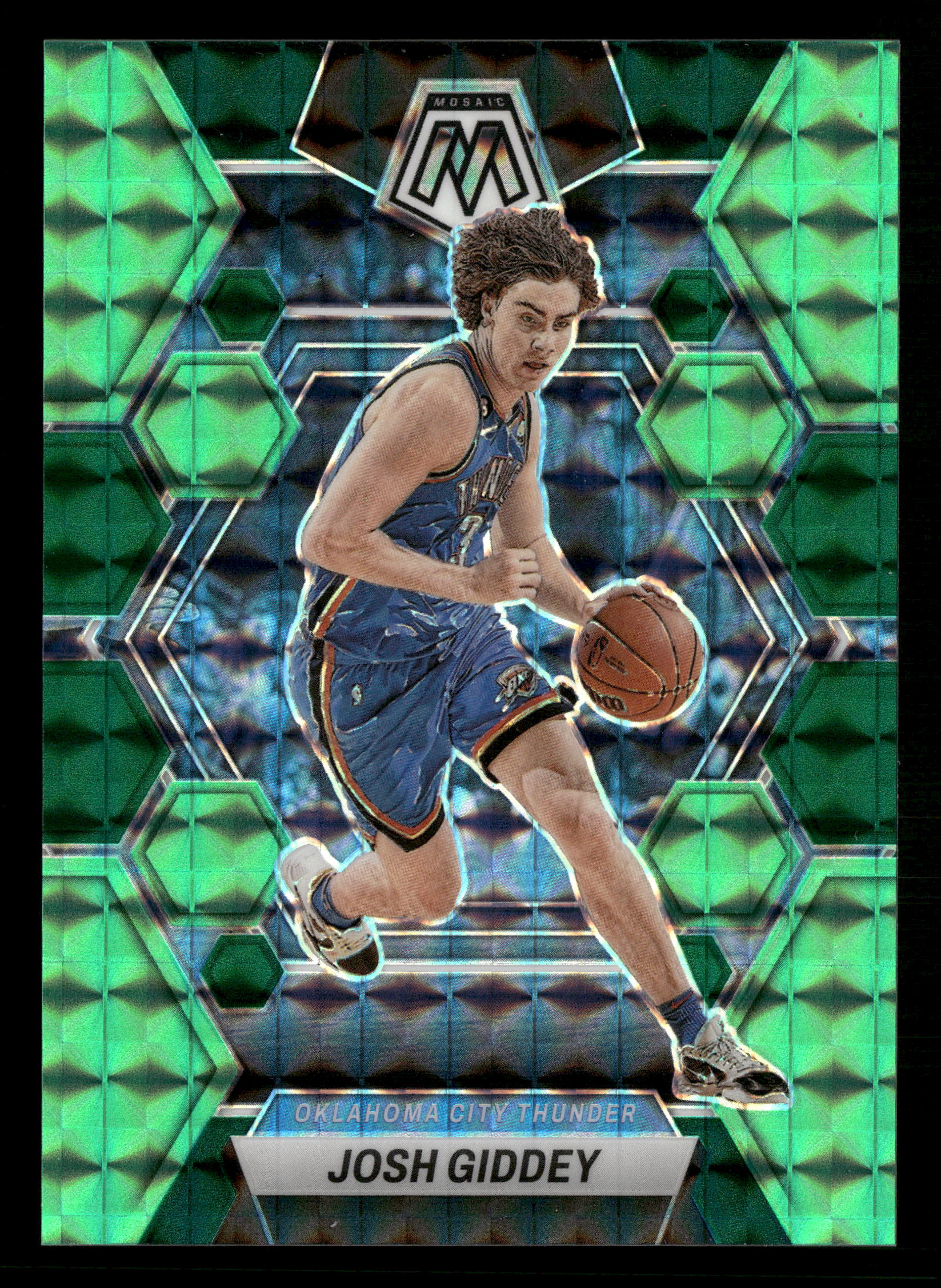 2022-23 Panini Mosaic #129 Josh Giddey Choice Green Fusion #/21