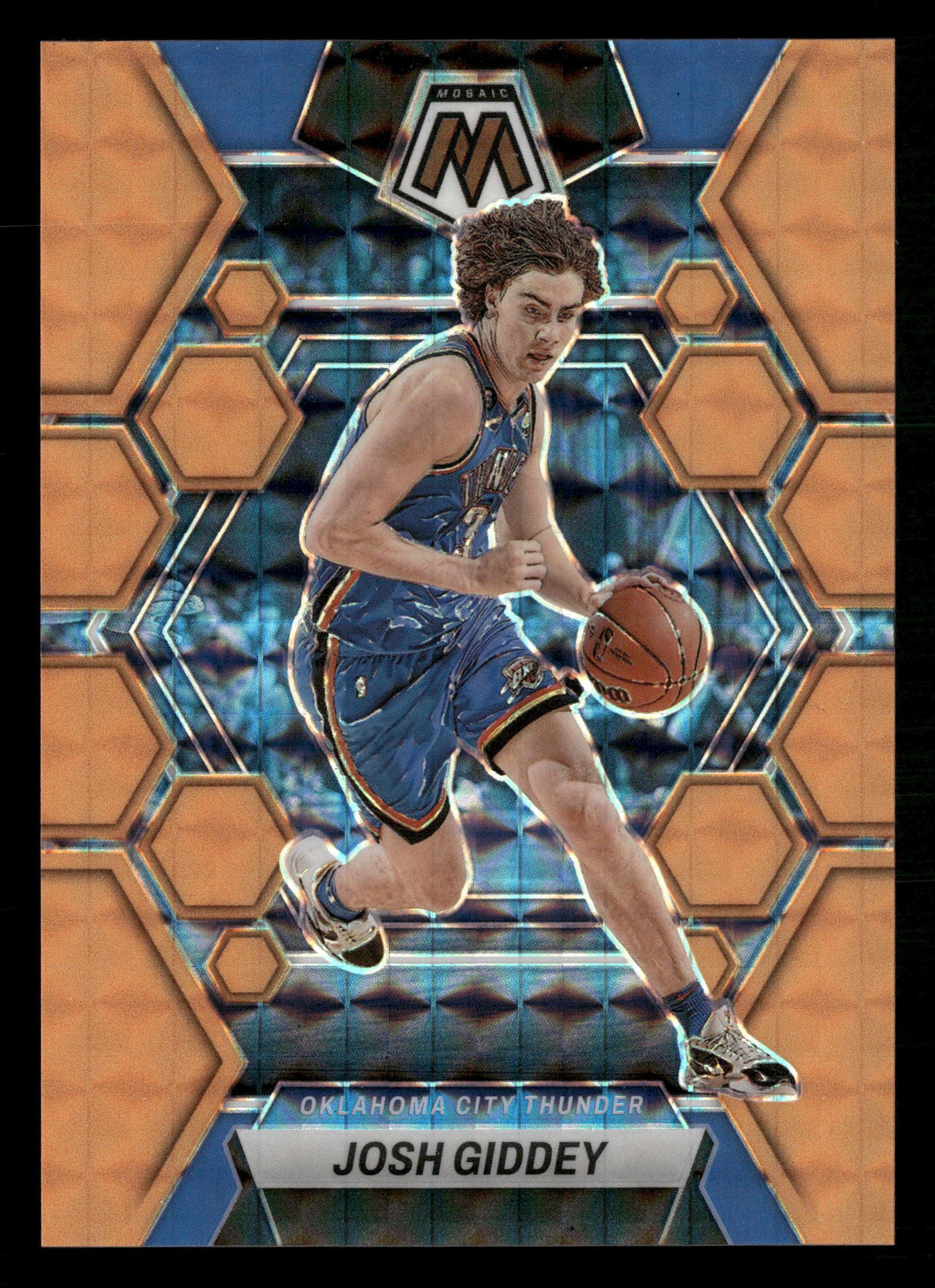 2022-23 Panini Mosaic #129 Josh Giddey Orange Fluorescent #/25