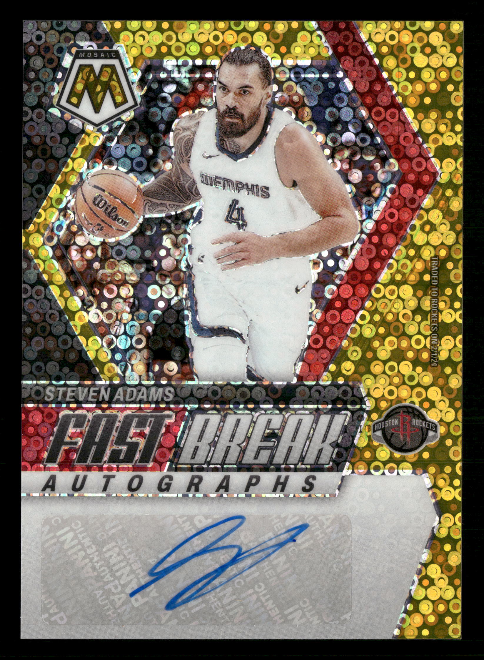 2023-24 Panini Mosaic #FB-ADA Steven Adams Autographs Fast Break Gold #/10