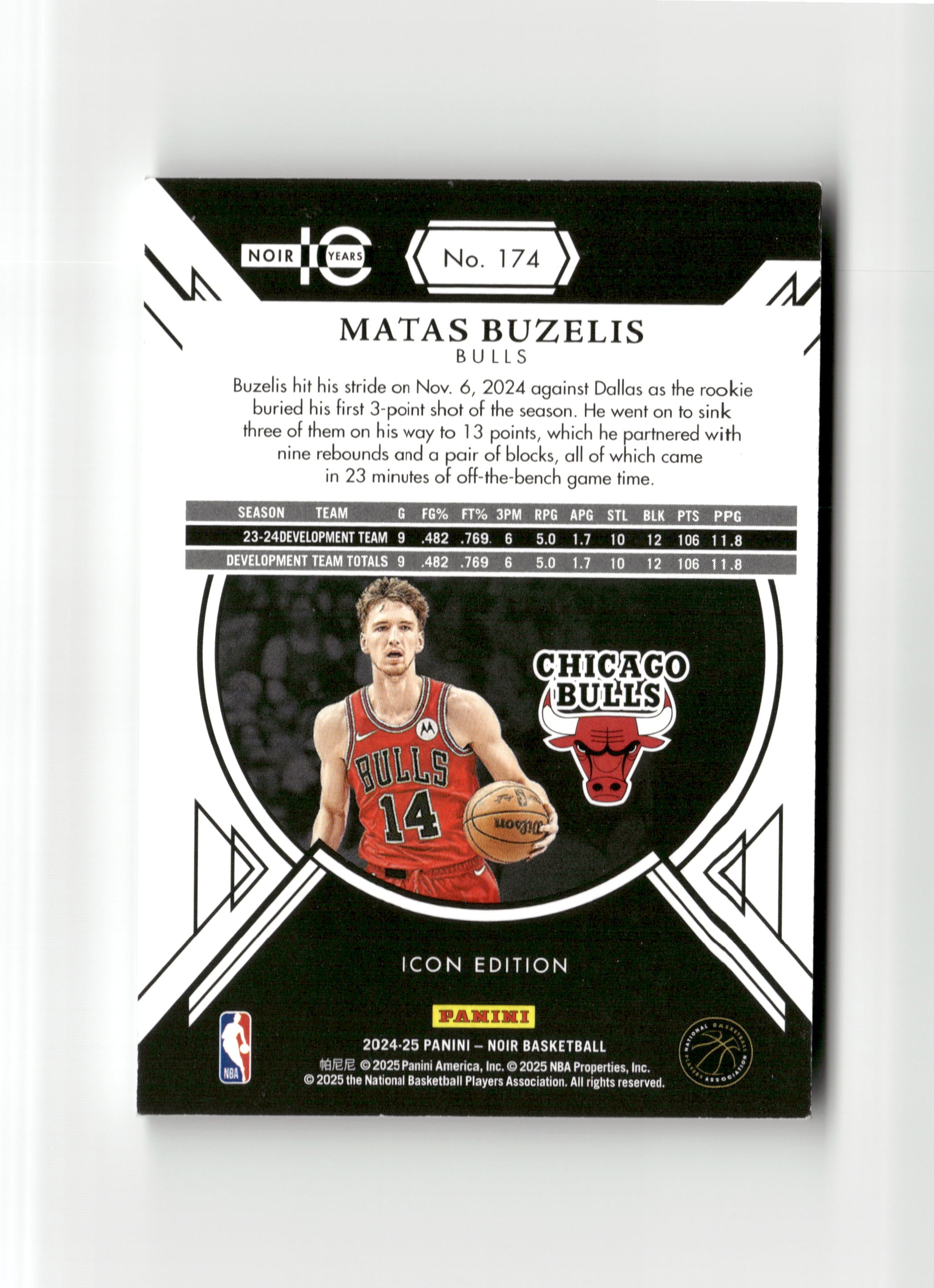 2024-25 Panini Noir #174 Matas Buzelis #/99