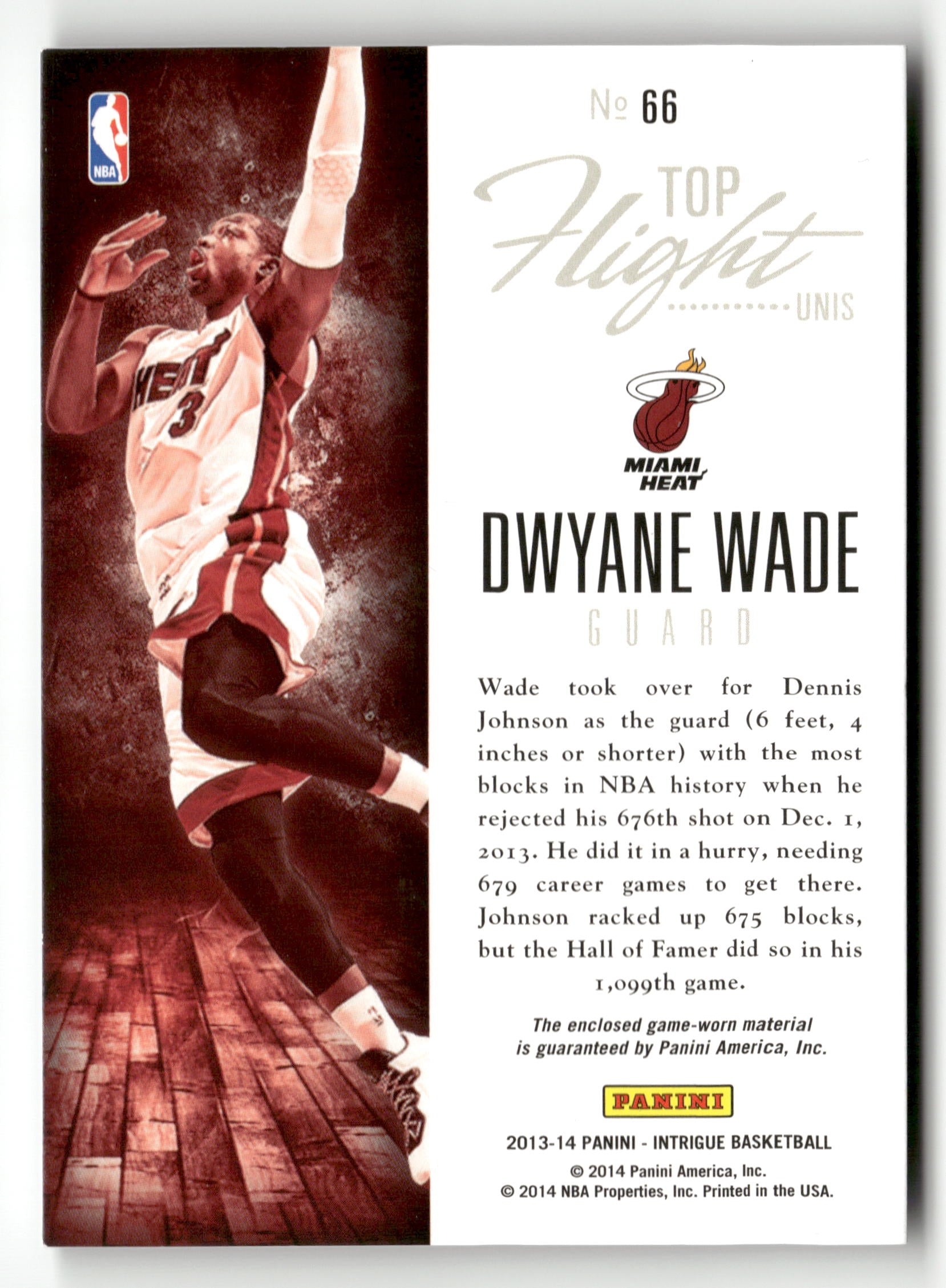 2013-14 Panini Intrigue #66 Dwyane Wade Top Flight Unis #/199