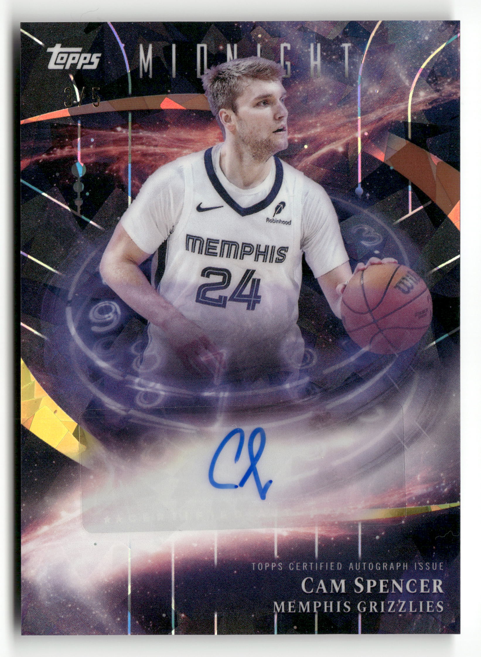 2025-26 Midnight #SM-CS Cam Spencer Stroke of Midnight Auto Daybreak #/5