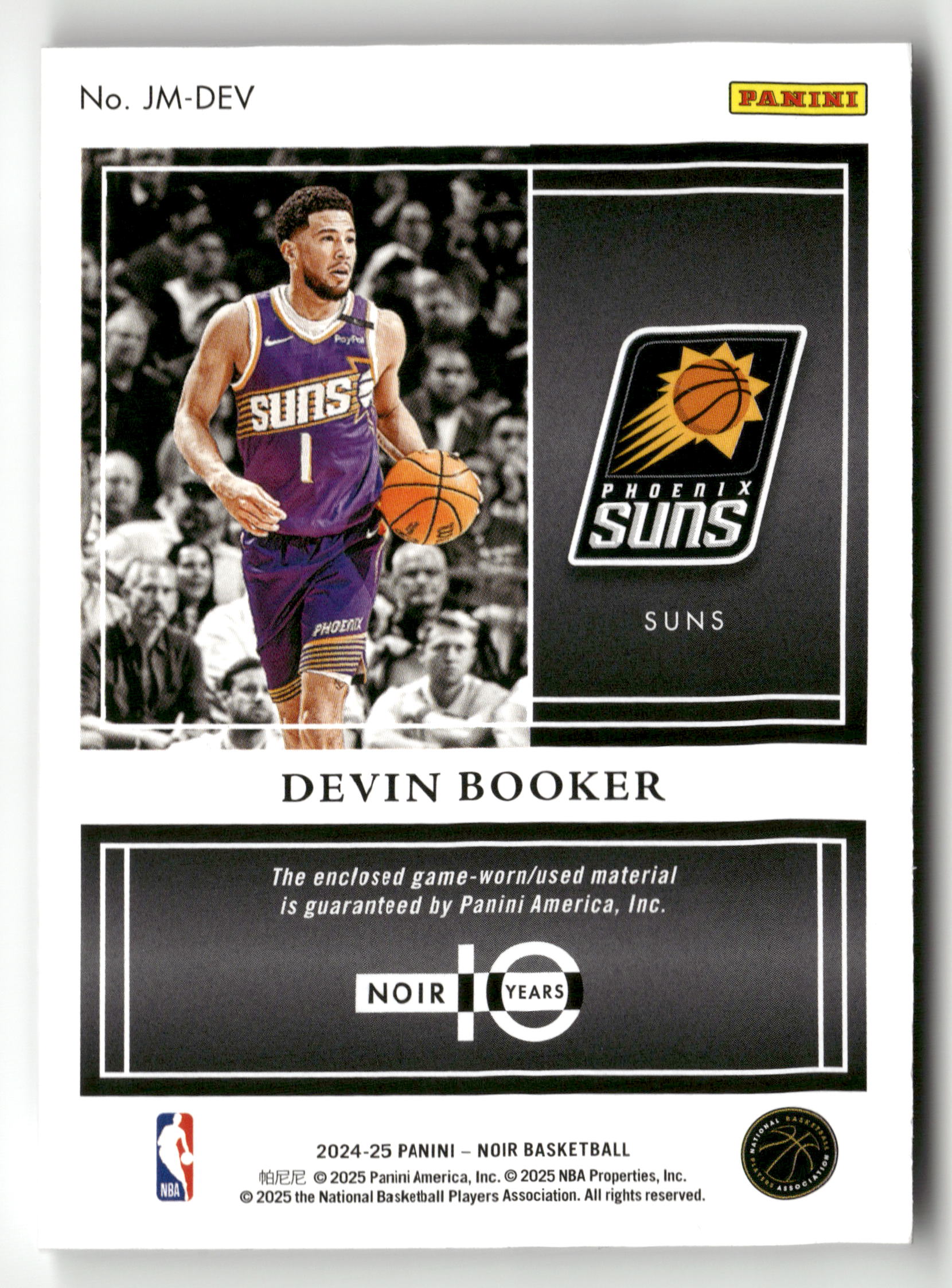 2024-25 Panini Noir #JM-DEV Devin Booker Jumbo Materials #/99