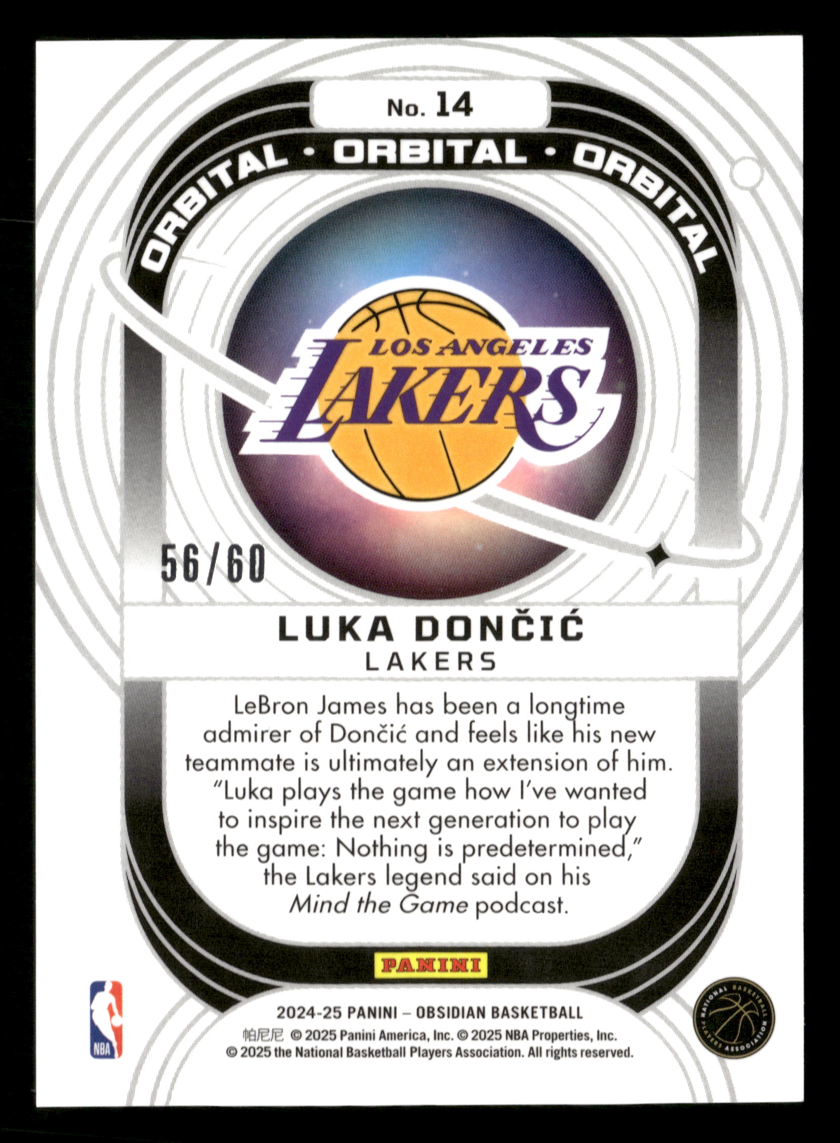2024-25 Panini Obsidian #14 Luka Doncic Orbital Electric Etch Bronze Flood #/60