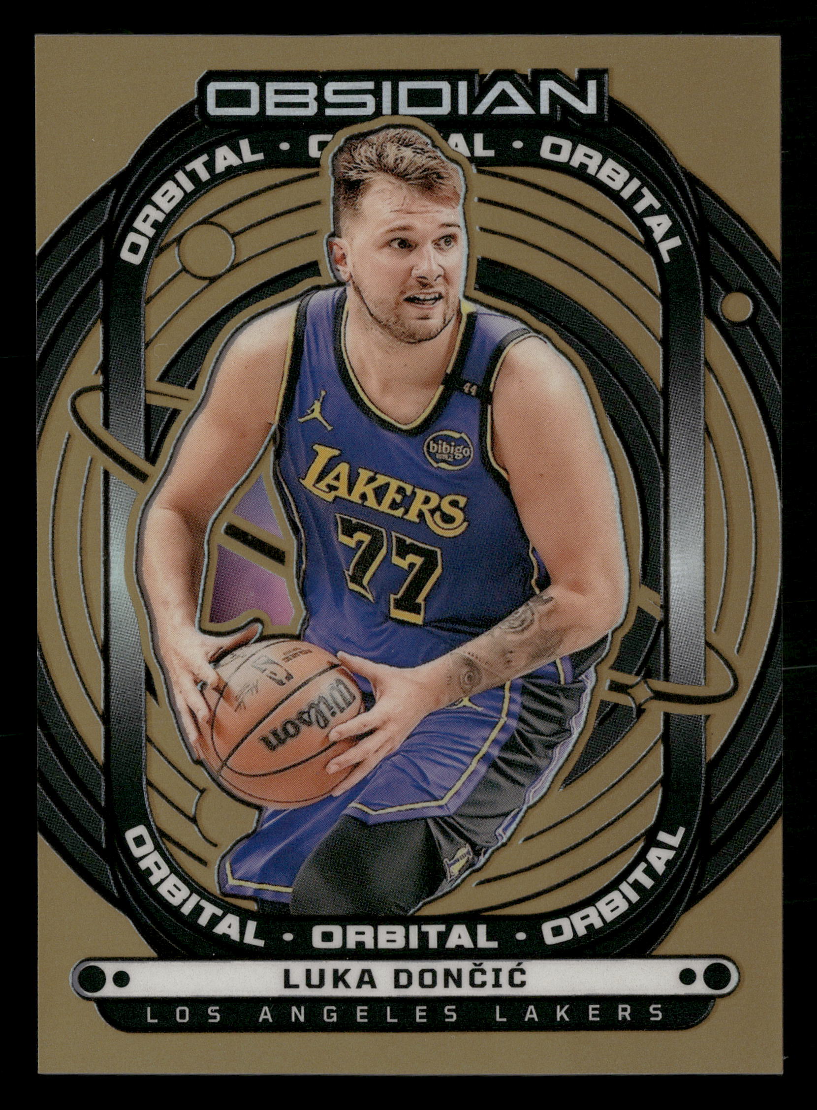 2024-25 Panini Obsidian #14 Luka Doncic Orbital Electric Etch Bronze Flood #/60