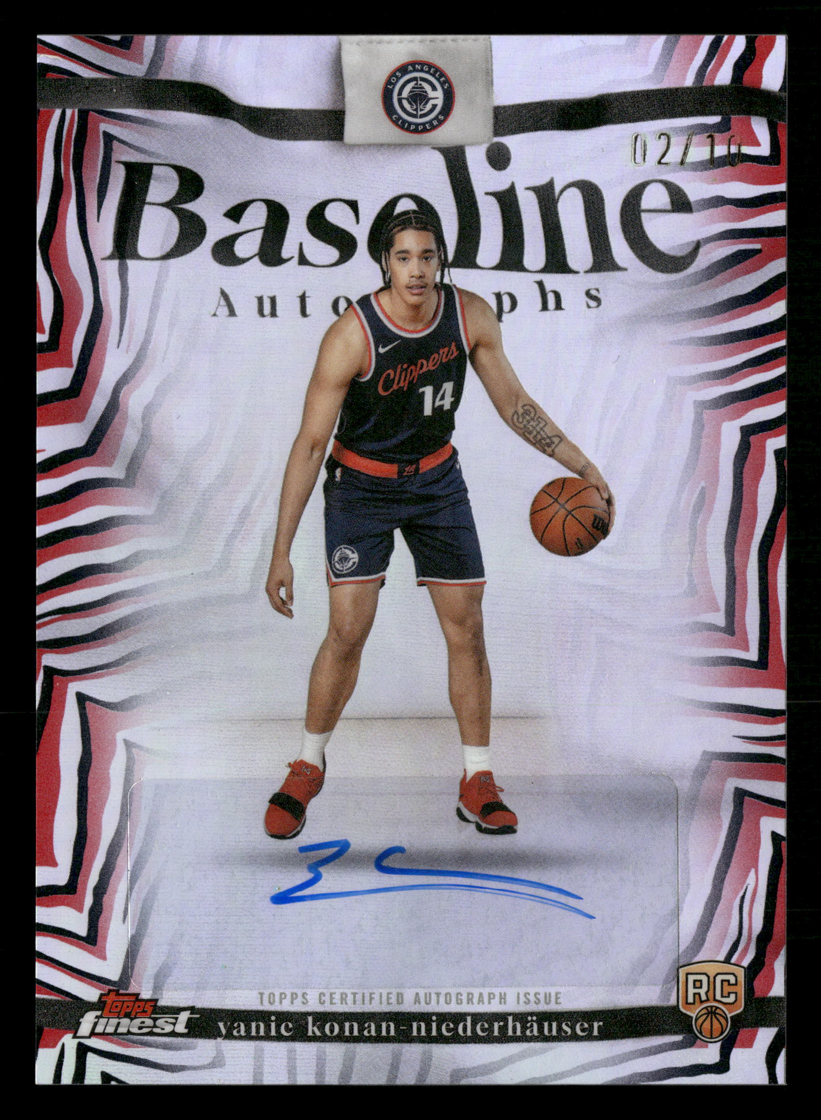 2025-26 Finest Yanic Konan Niederhäuser Baseline Auto Red/Black Vapor #/10