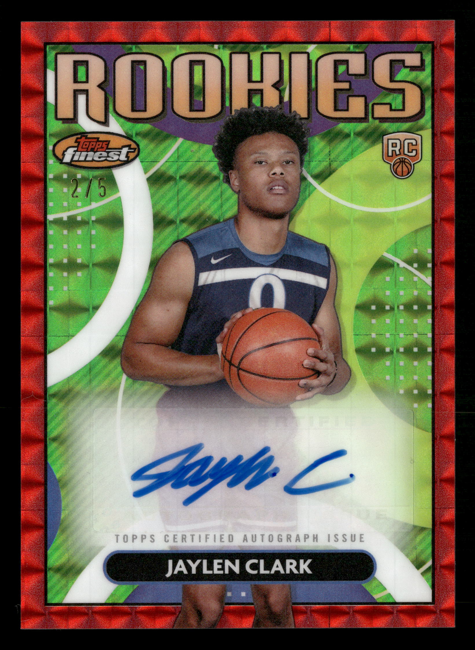 2023-24 Finest #RFA-JC Jaylen Clark Rookie Finest Autographs Red Refractors #/5