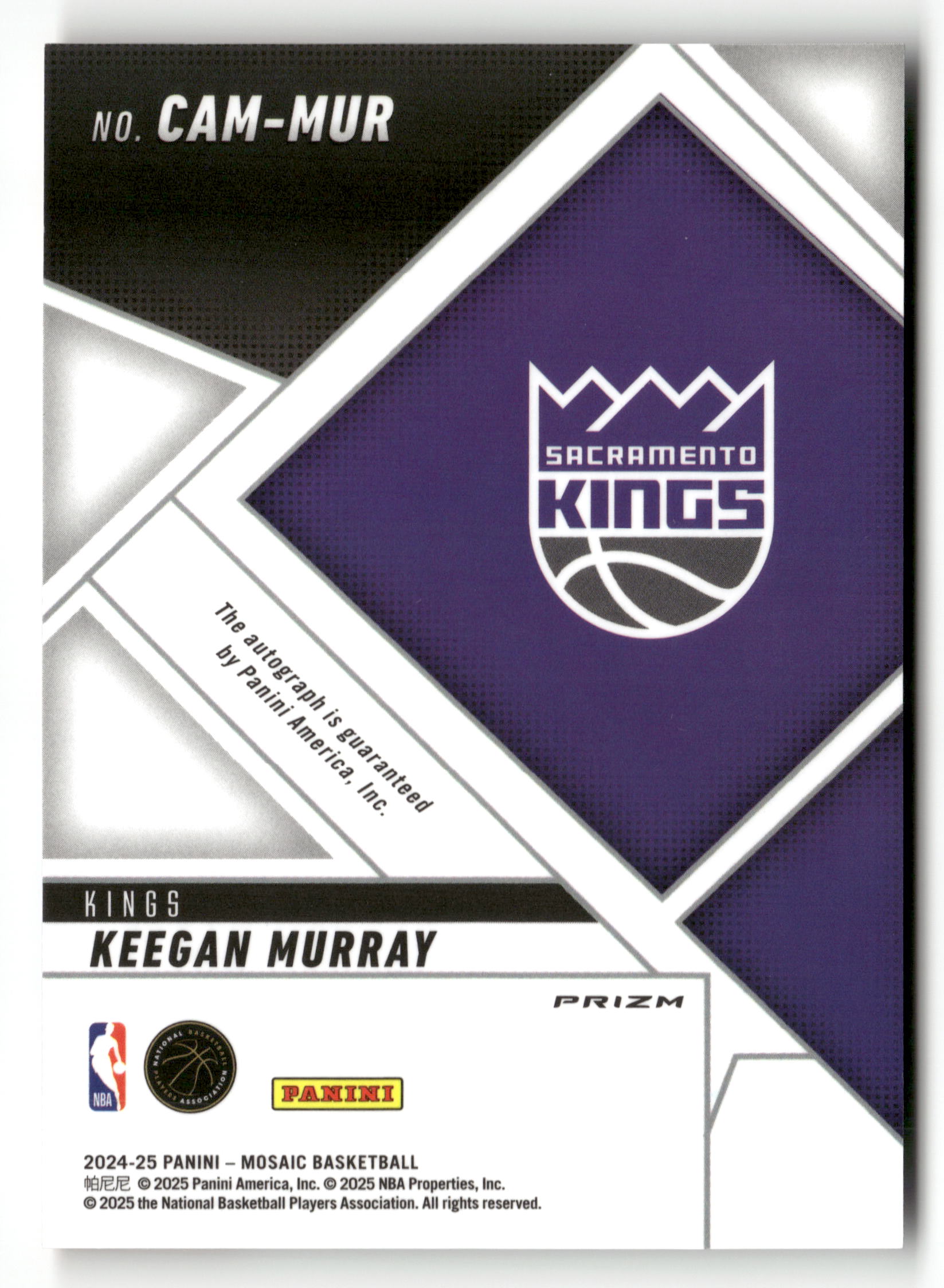 2024-25 Panini Mosaic #CAM-MUR Keegan Murray Collage Autographs Mosaic