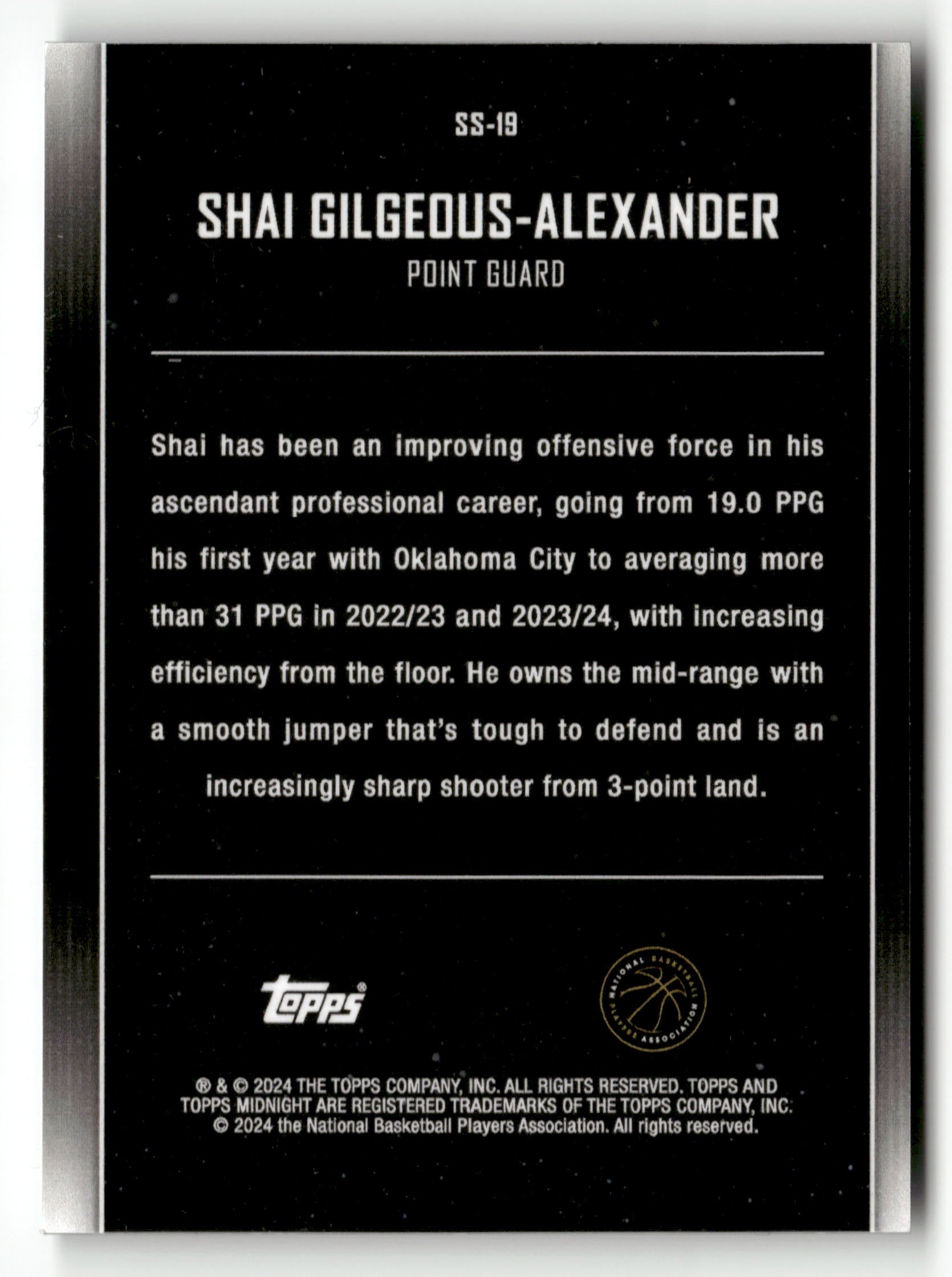 2023-24 Topps Midnight #SS-19 Shai Gilgeous-Alexander Star Studded Moonrise #/25