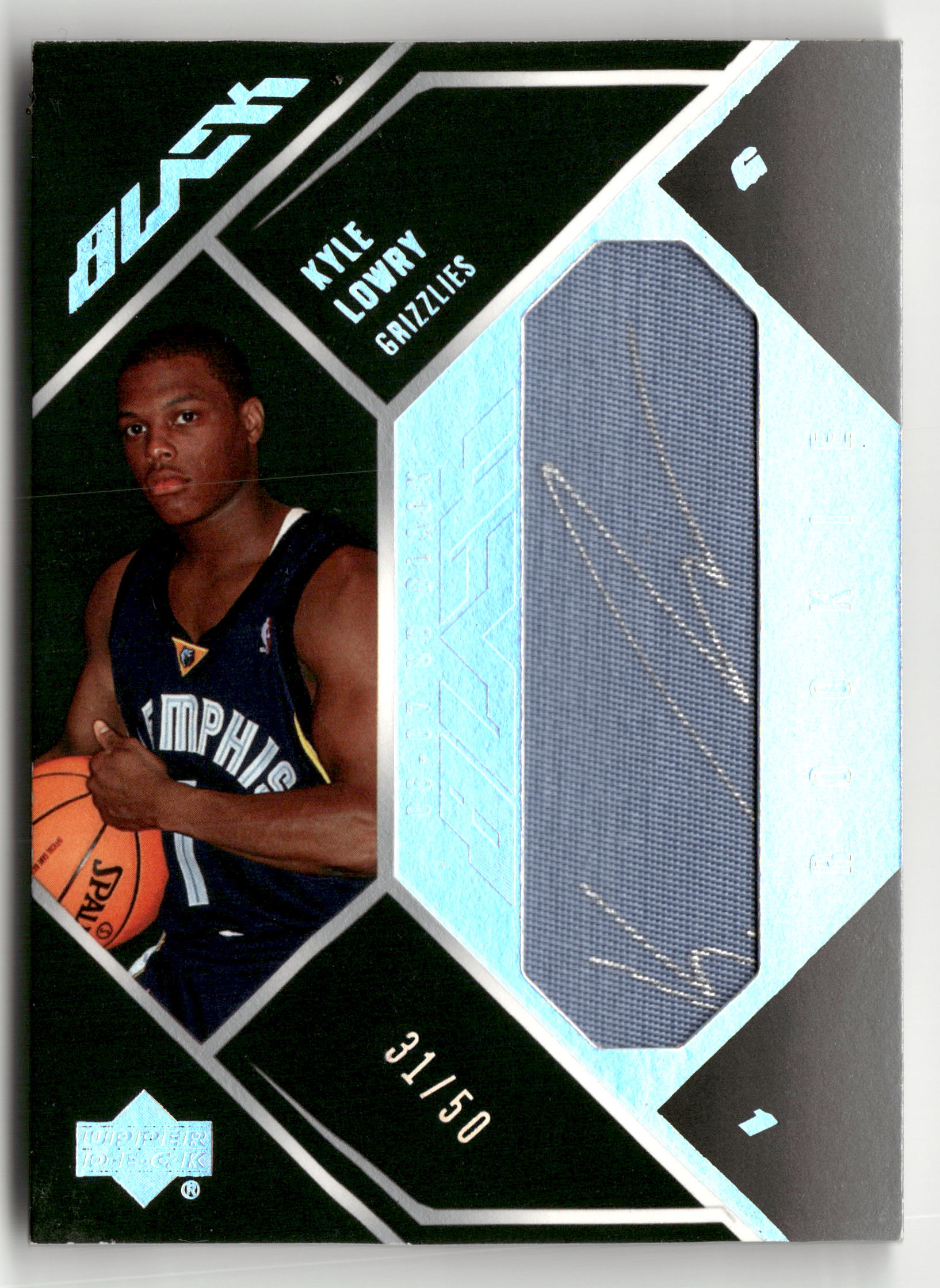 2006-07 UD Black #AMR-KL Kyle Lowry Autographs Rookie Materials #/50