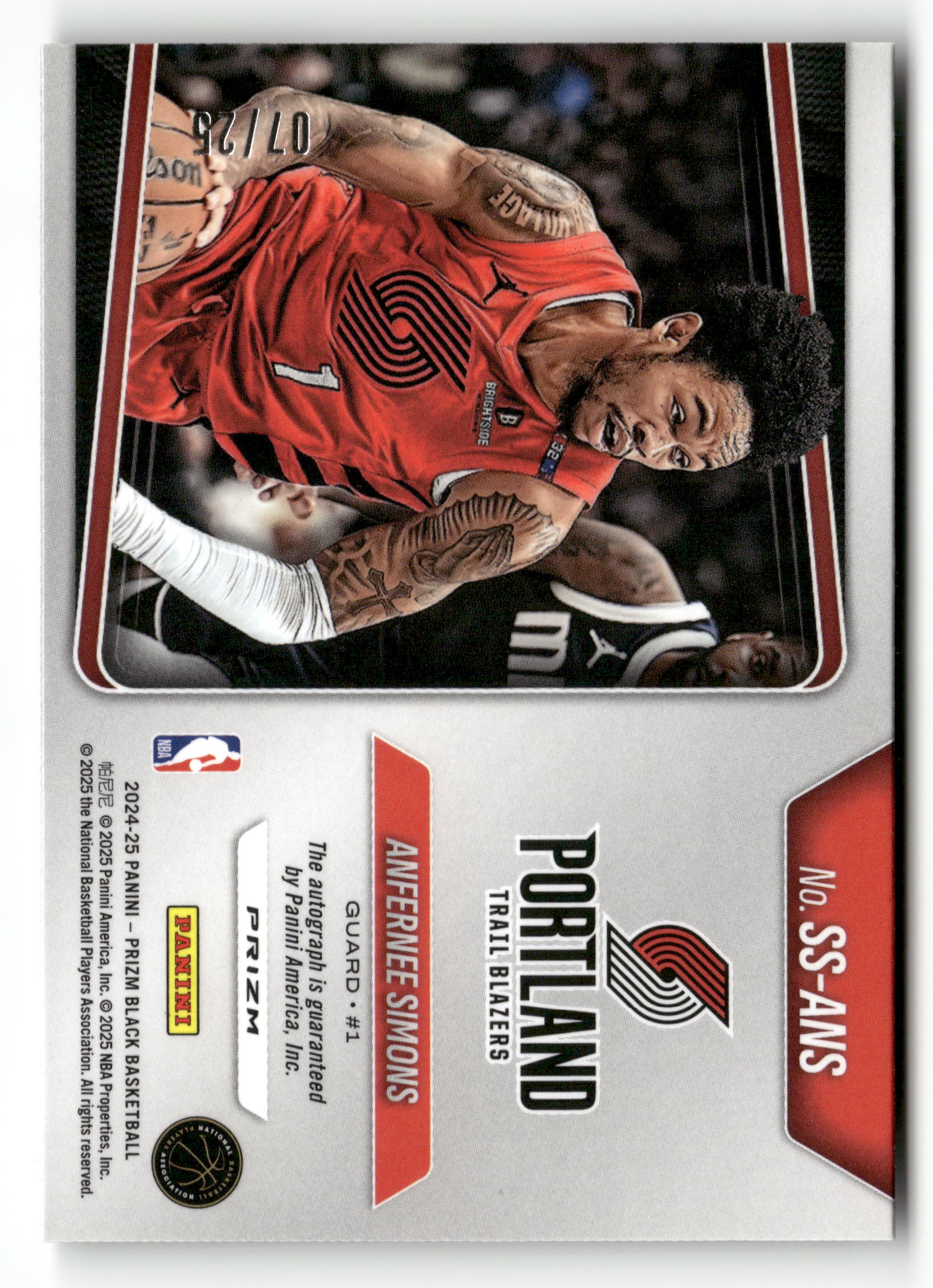 2024-25 Prizm Black #SS-ANS Anfernee Simons Sensational Signatures Mojo #/25