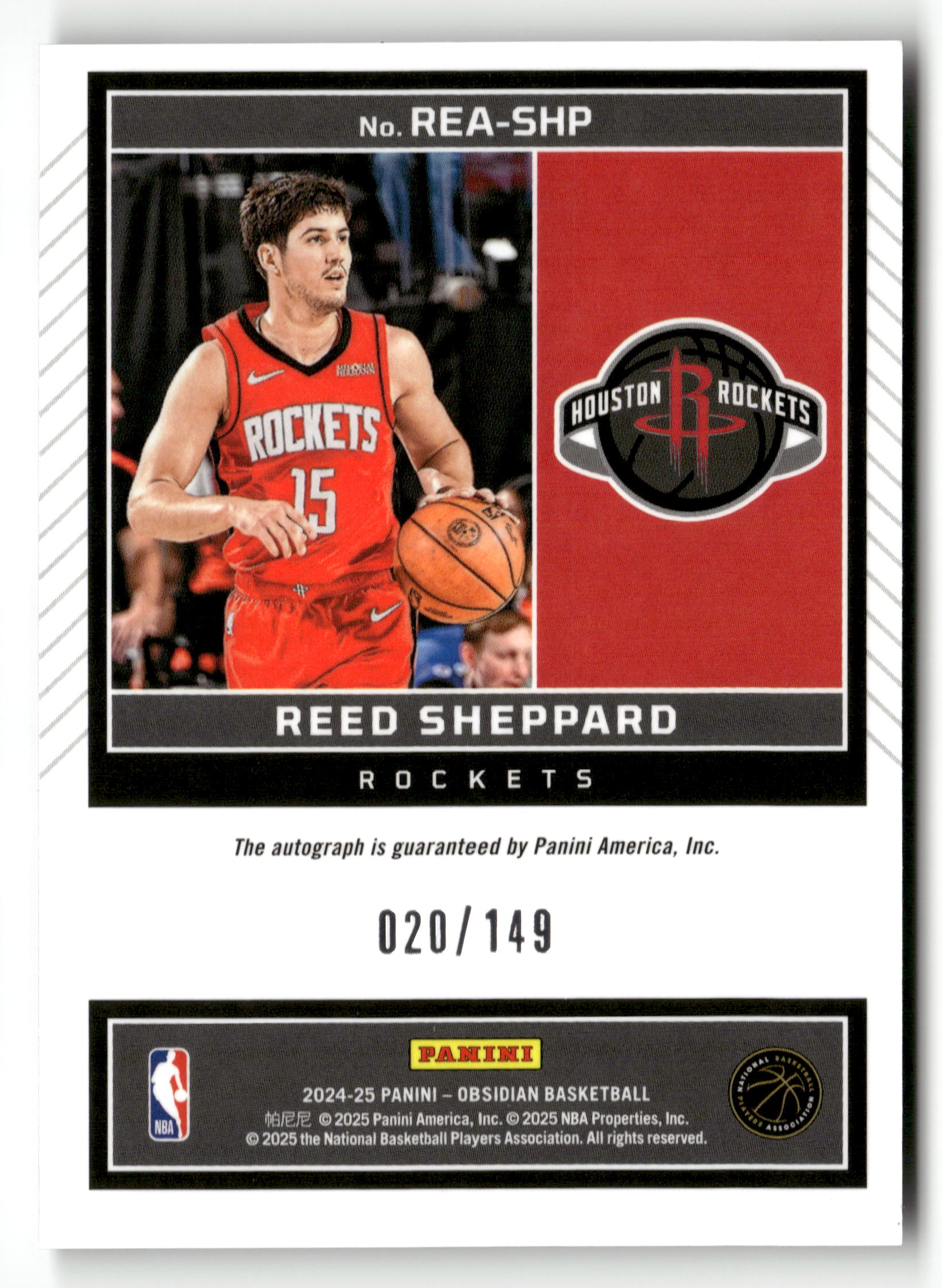 2024-25 Panini Obsidian #REA-SHP Reed Sheppard Rookie Eruption Autographs #/149