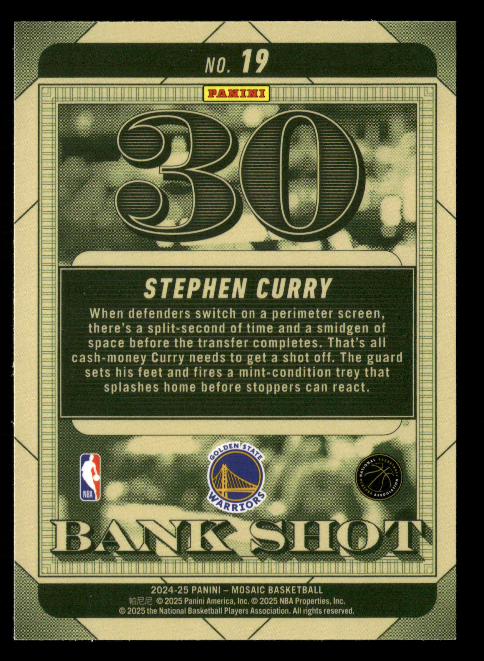 2024-25 Panini Mosaic #19 Stephen Curry Bank Shot