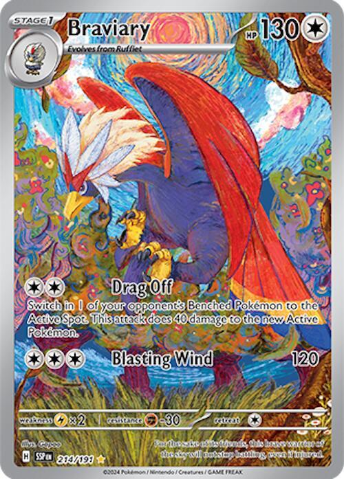 2024 Pokemon SV08: Surging Sparks Braviary - 214/191 Illustration Rare