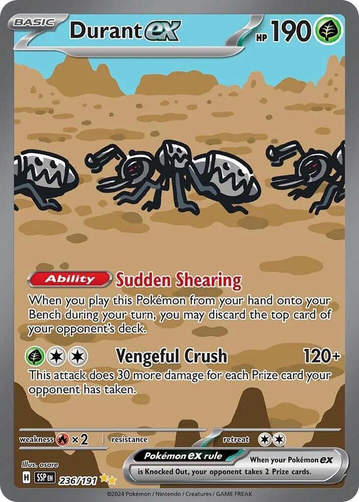 2024 Pokemon SV08: Surging Sparks Durant ex - 236/191 Special Illustration Rare