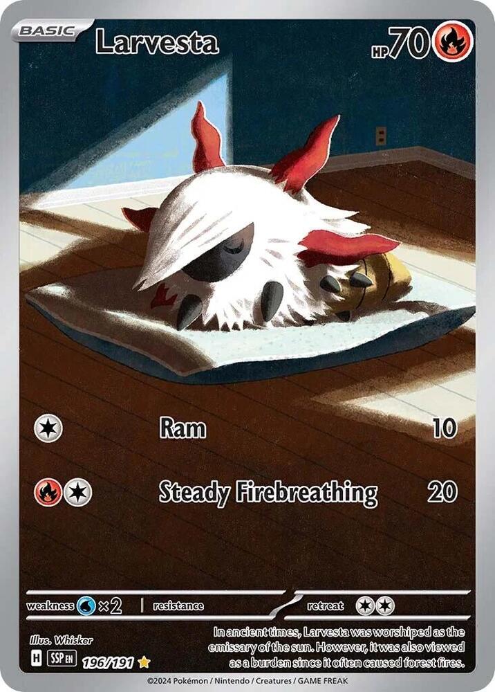 2024 Pokemon SV08: Surging Sparks Larvesta - 196/191 Illustration Rare