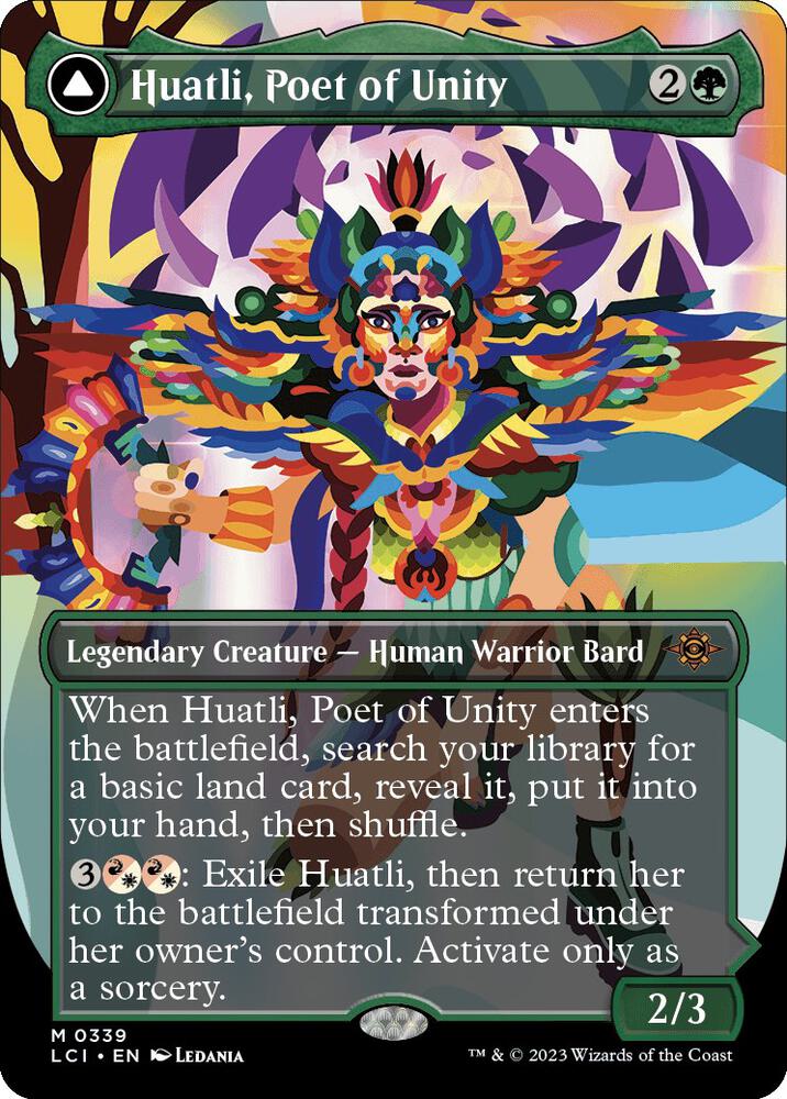 Huatli, Poet of Unity // Roar of the Fifth People 339/291 (The Lost Caverns of Ixalan)  - Borderless