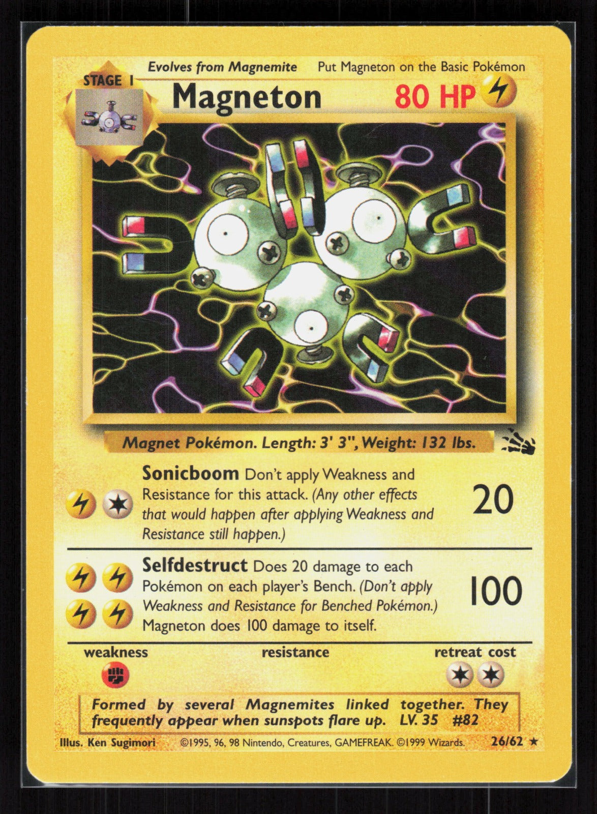 1999 Pokemon Fossil 26/62 Magneton (26) Rare