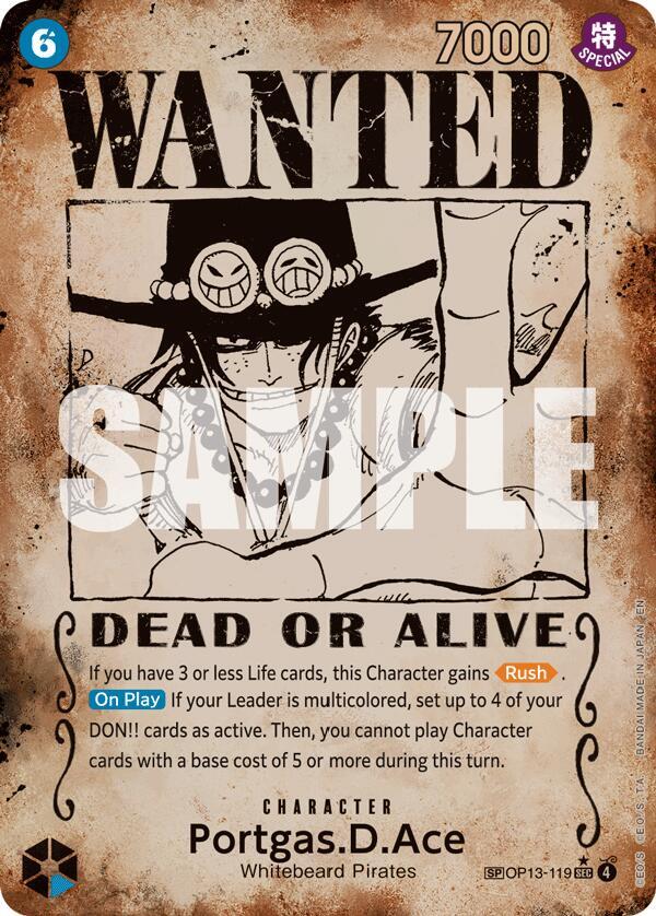 Portgas.D.Ace (Wanted) OP13-119 (Carrying On His Will)  - Special Foil