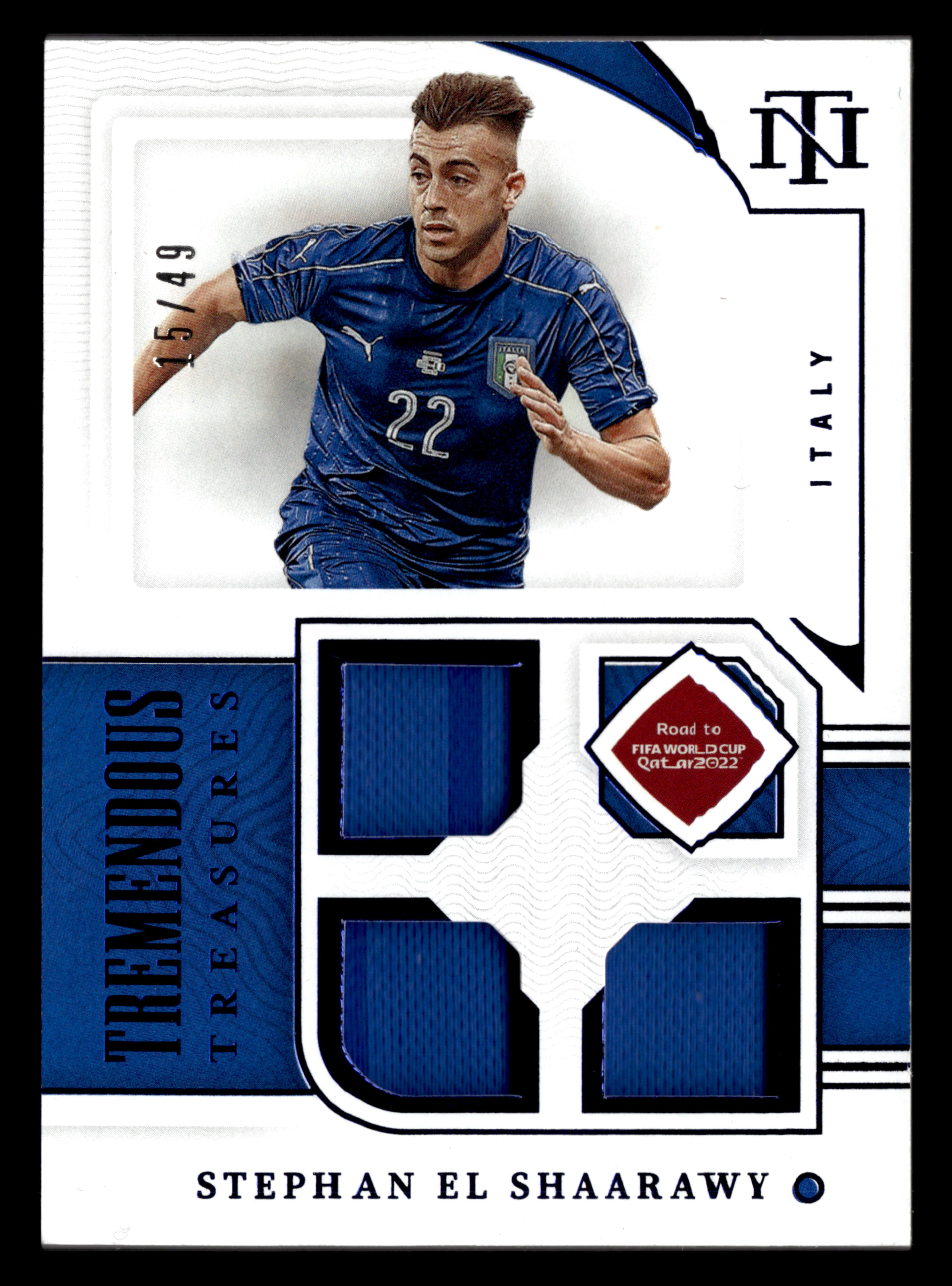 22 Panini National Treasures FIFA RtWC #TT-SES Stephan El Shaarawy Sapphire #/49