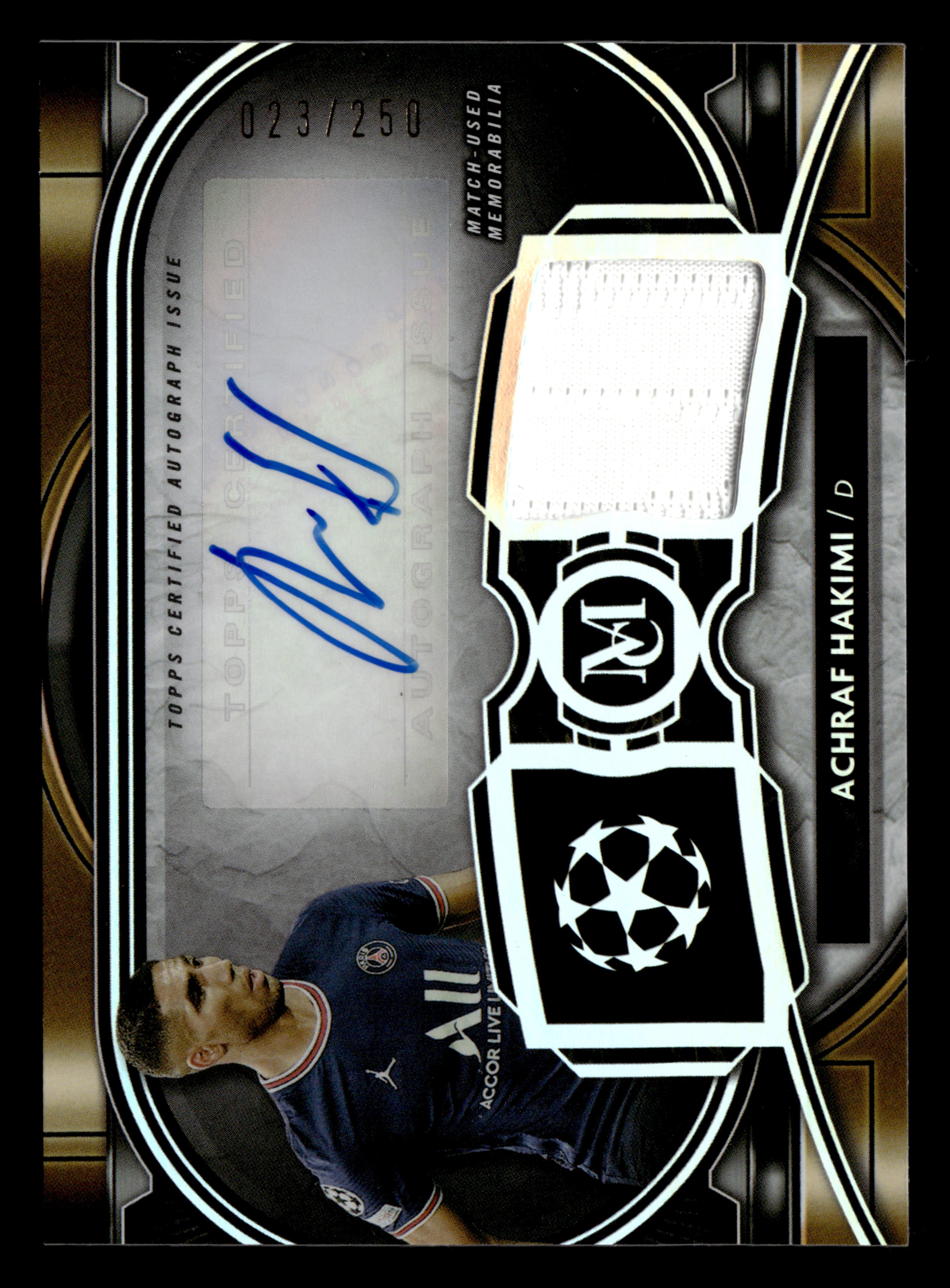 21-22 Topps Museum Collection UCL #MAR-AH Achraf Hakimi Museum Auto Relics /250