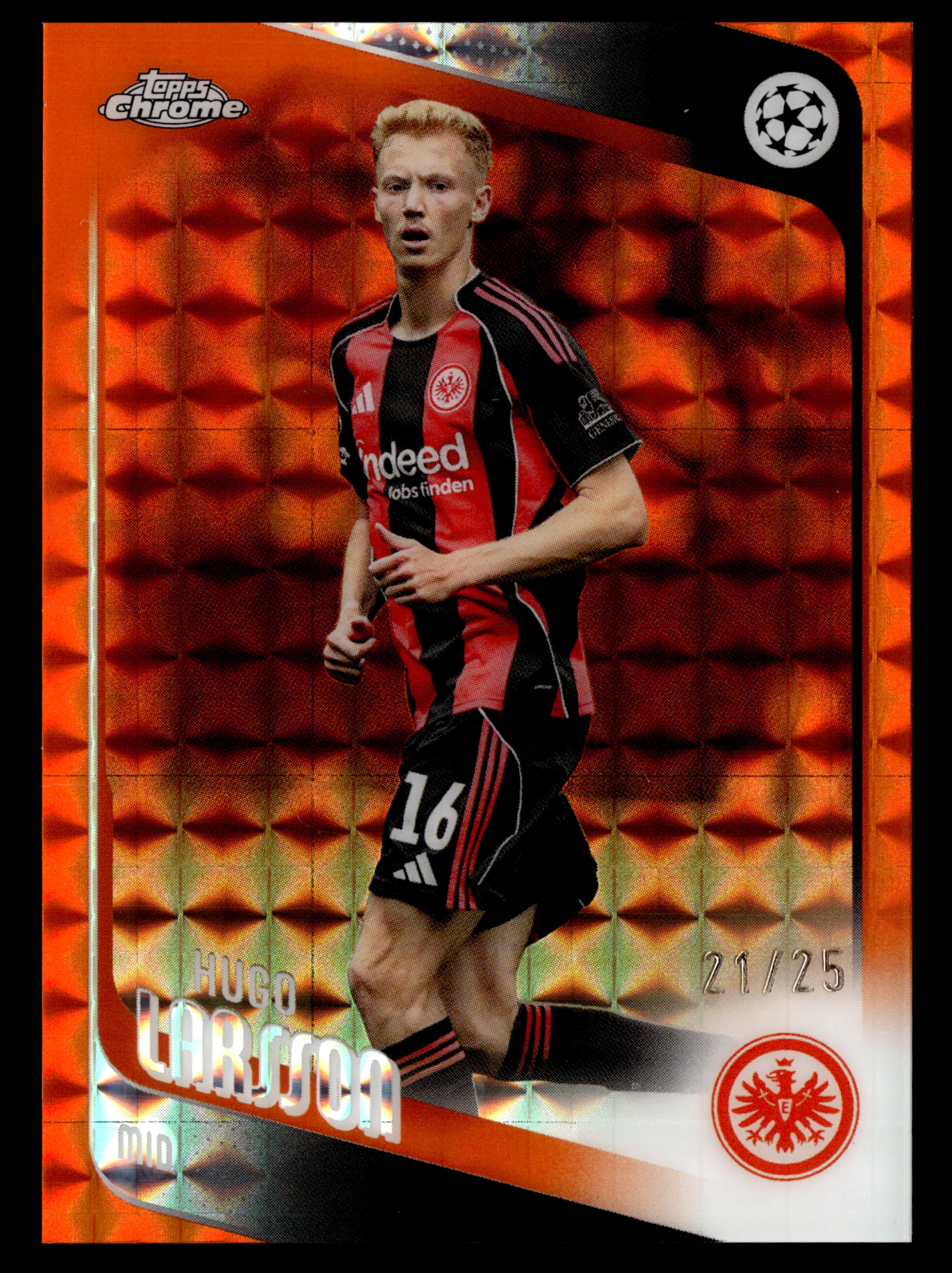 2025-26 Topps Chrome UCC #36 Hugo Larsson Orange Geometric #/25