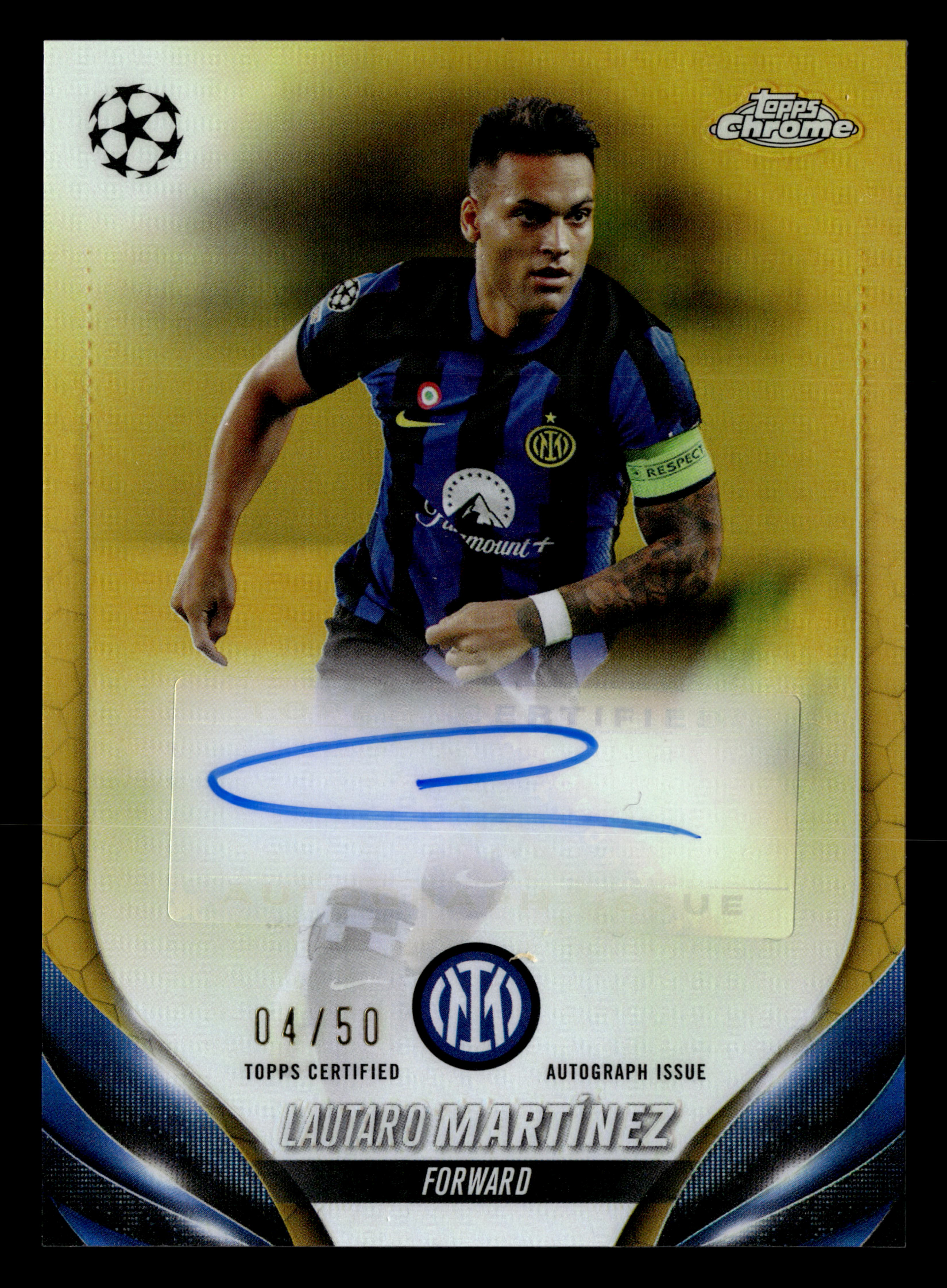 2023-24 Topps Chrome UCC #CA-LT Lautaro Martínez Chrome Autographs Gold /50