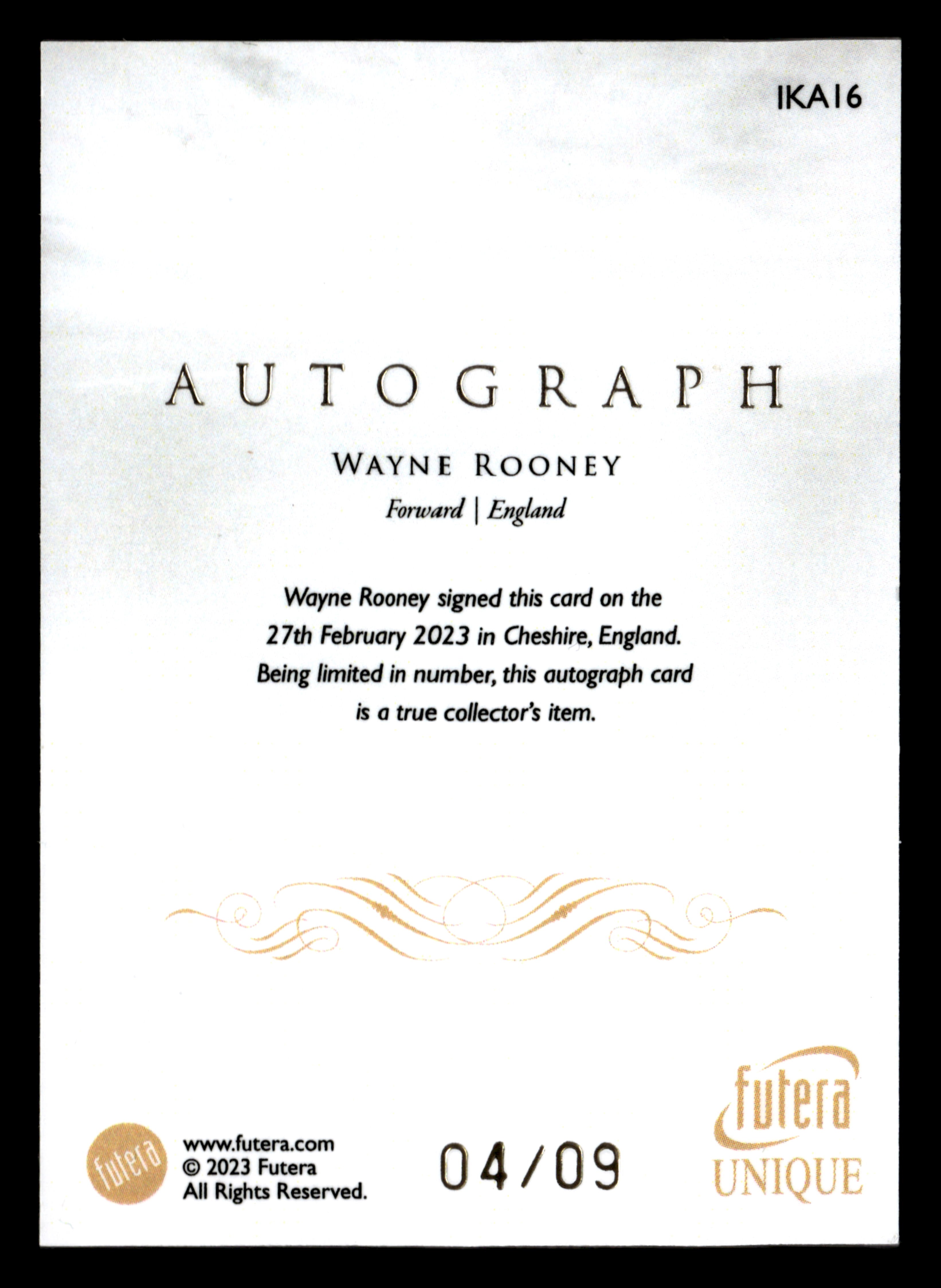 Futera Unique 2023 #IKA16 Wayne Rooney INK /9