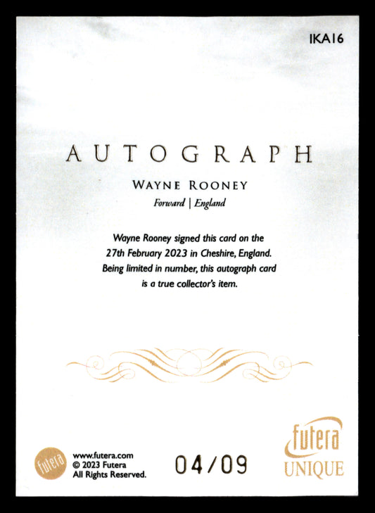 Futera Unique 2023 #IKA16 Wayne Rooney INK /9