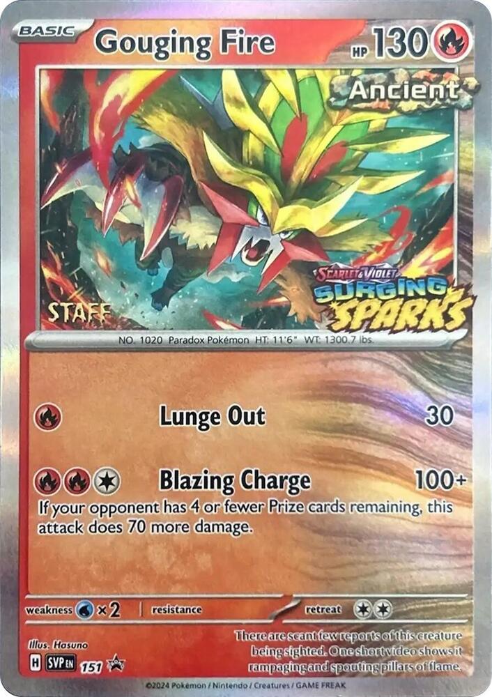 2023 Pokemon SV: Scarlet & Violet Promo Cards Gouging Fire - 151 (Staff) Promo