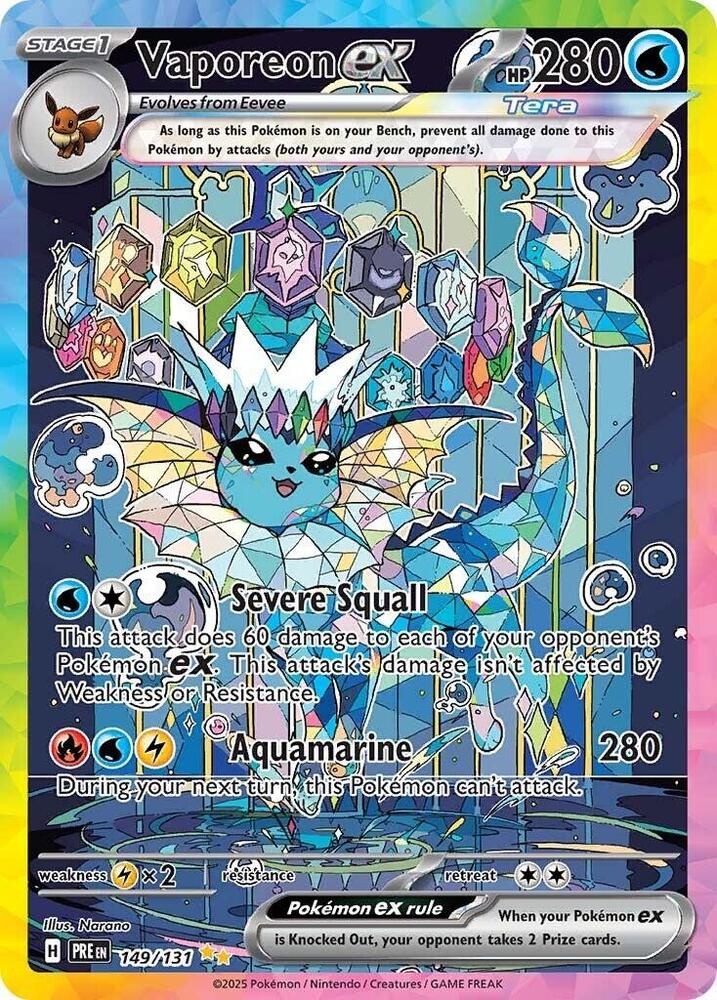 2025 Pokemon SV: Prismatic Evolutions Vaporeon ex - 149/131 SIR