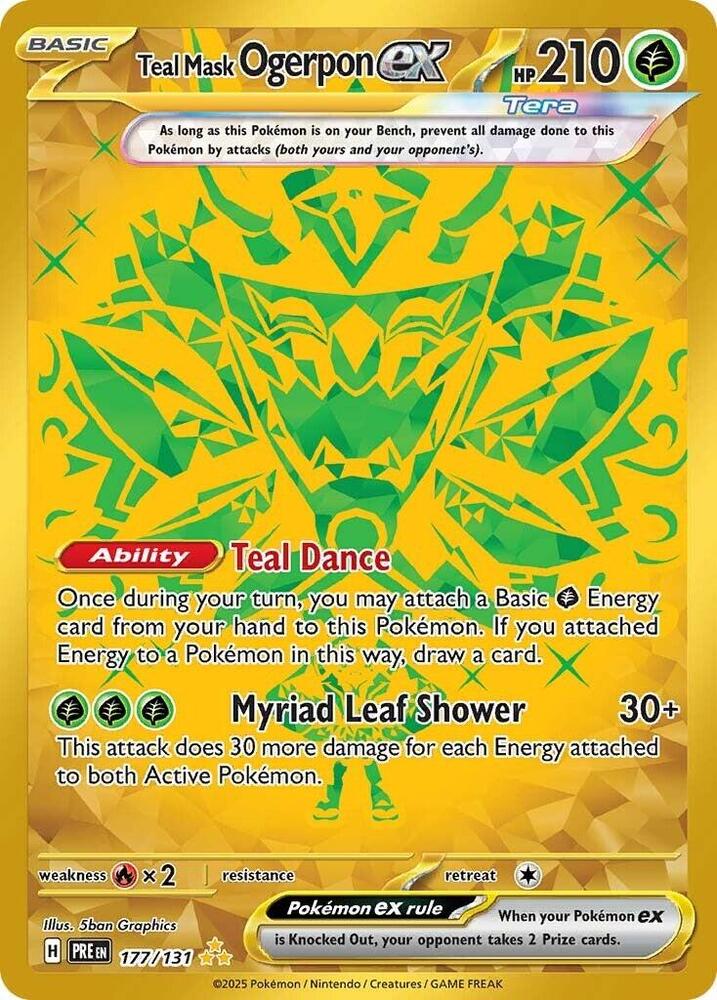 2025 Pokemon SV: Prismatic Evolutions Teal Mask Ogerpon ex - 177/131 Hyper Rare