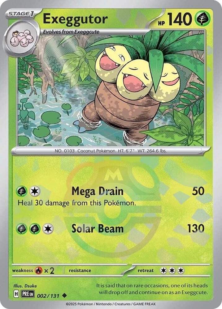 2025 Pokemon Prismatic Evolutions 002/131 Exeggutor Master Ball Pattern Uncommon