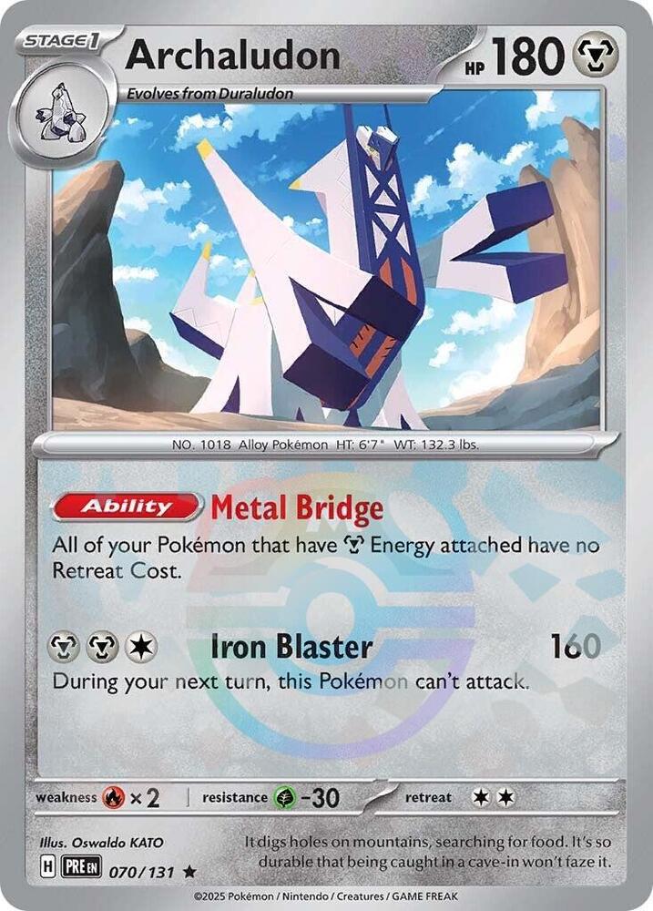 2025 Pokemon SV: Prismatic Evolutions 070/131 Archaludon (Master Ball) Rare