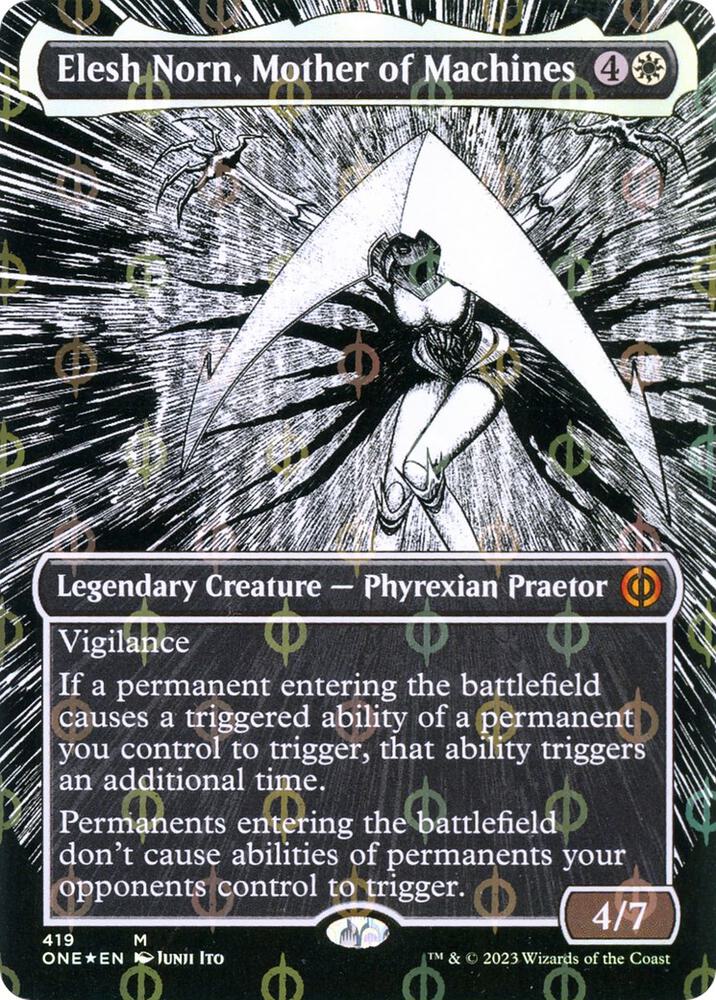 Elesh Norn, Mother of Machines 419/271 (Phyrexia: All Will Be One)  - Borderless Compleat Foil