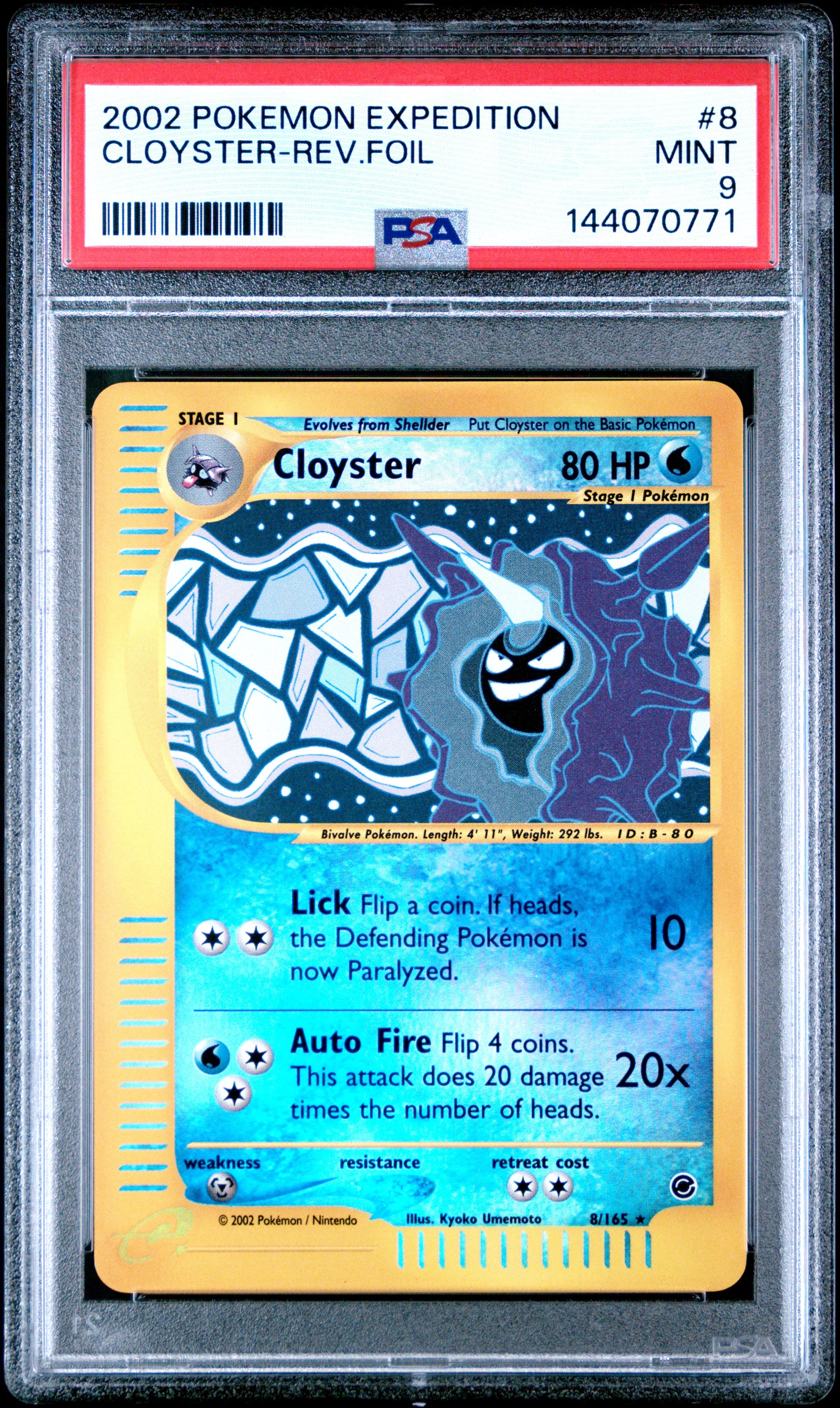 2002 Pokemon Expedition #8 Cloyster-Rev.Foil PSA 9