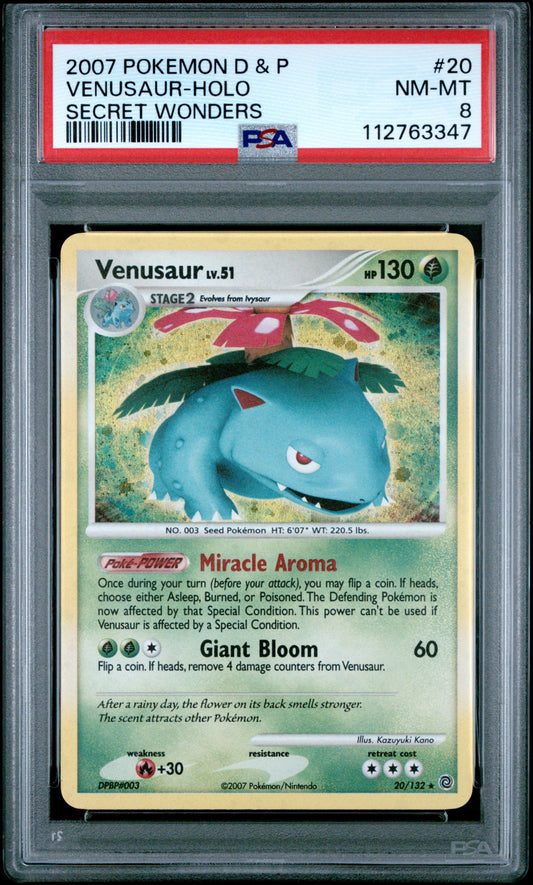 2007 Pokemon Diamond & Pearl Secret Wonders #20 Venusaur-Holo PSA 8
