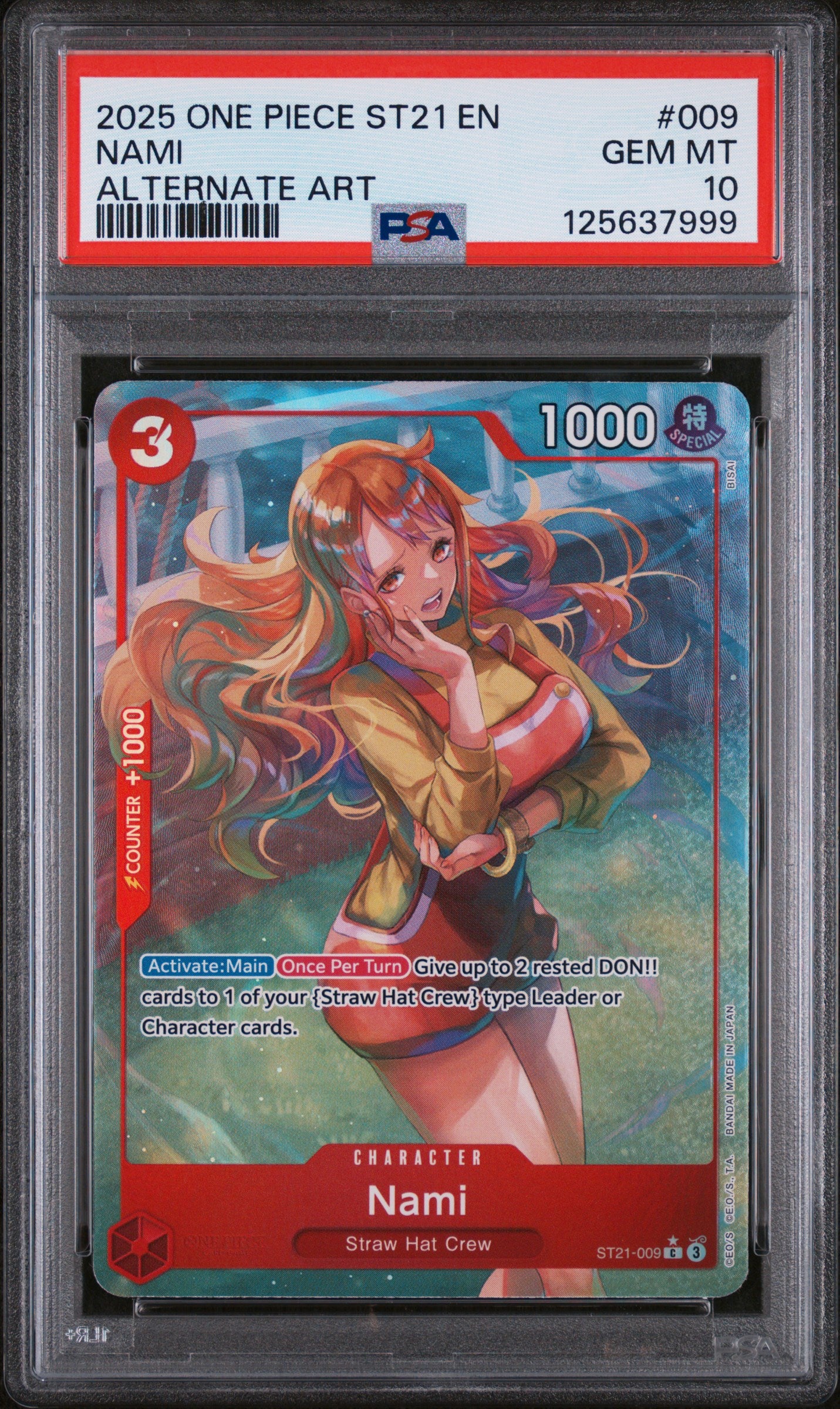 2025 One Piece Starter Deck St21-Ex Gear 5 #009 Nami Alternate Art PSA 10