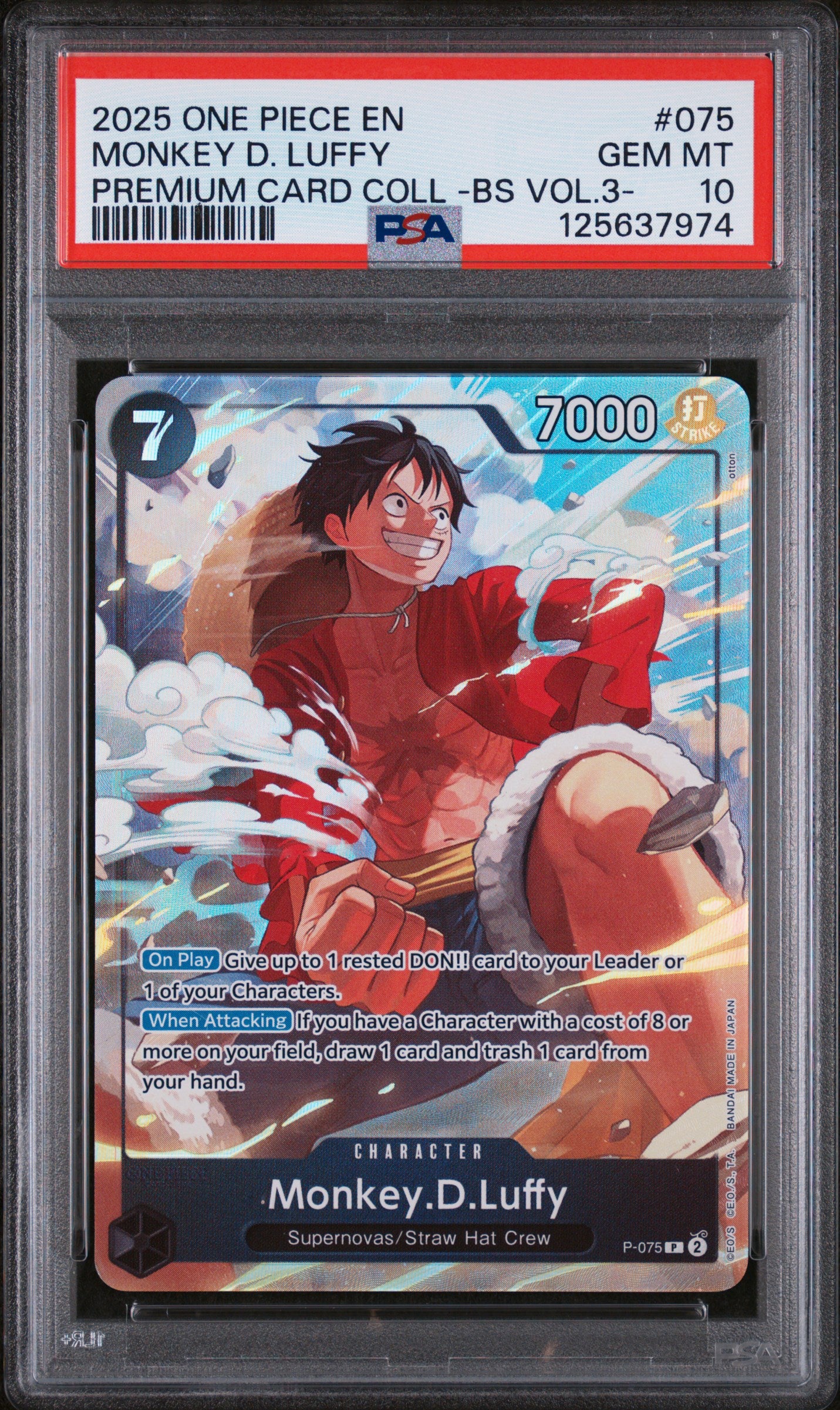 2025 One Piece Premium Card Collection Vol.3- #075 Monkey D. Luffy PSA 10