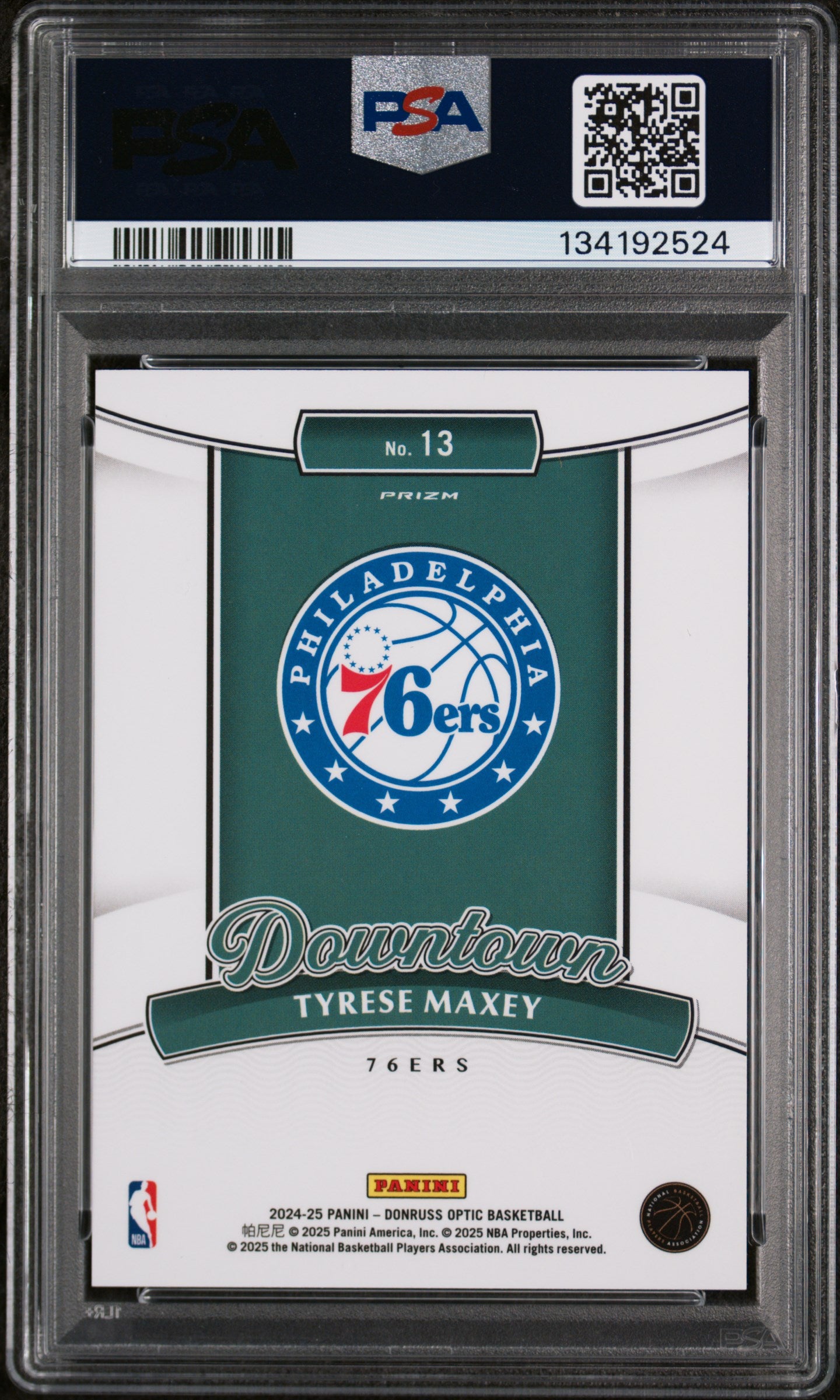 2024 Panini Donruss Optic Downtown #13 Tyrese Maxey PSA 9
