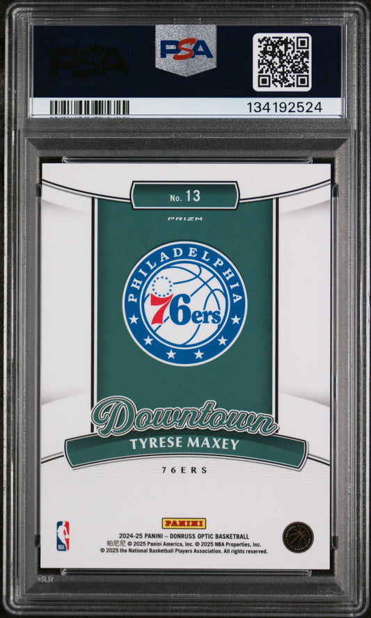 2024 Panini Donruss Optic Downtown #13 Tyrese Maxey PSA 9