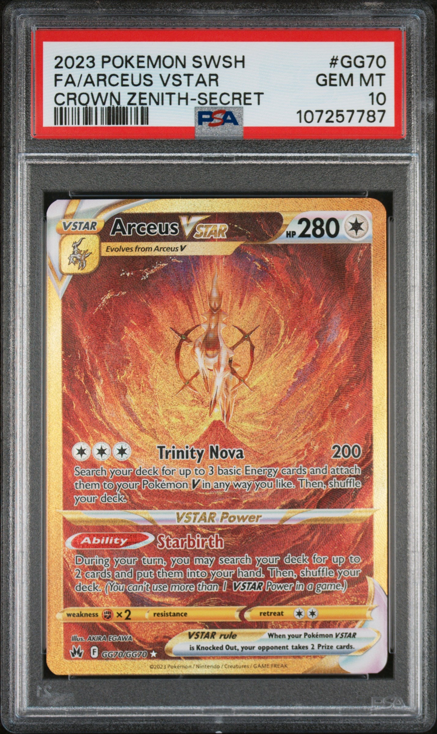 2023 Pokemon Sword And Shield Crown Zenith #GG70 Fa/Arceus Vstar PSA 10