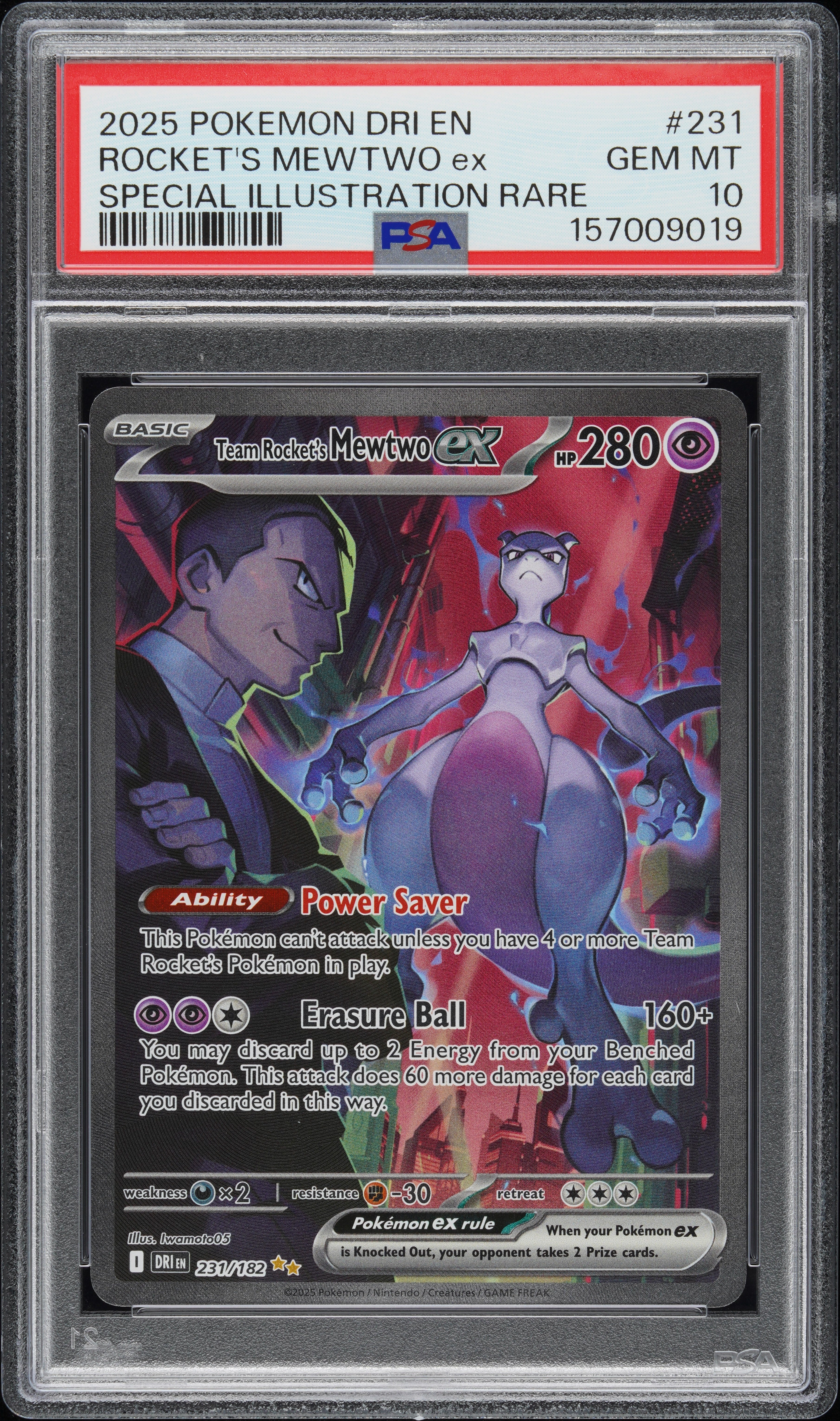 2025 Pokemon Destined Rivals 231/182 Rocket's Mewtwo Ex SIRPSA 10