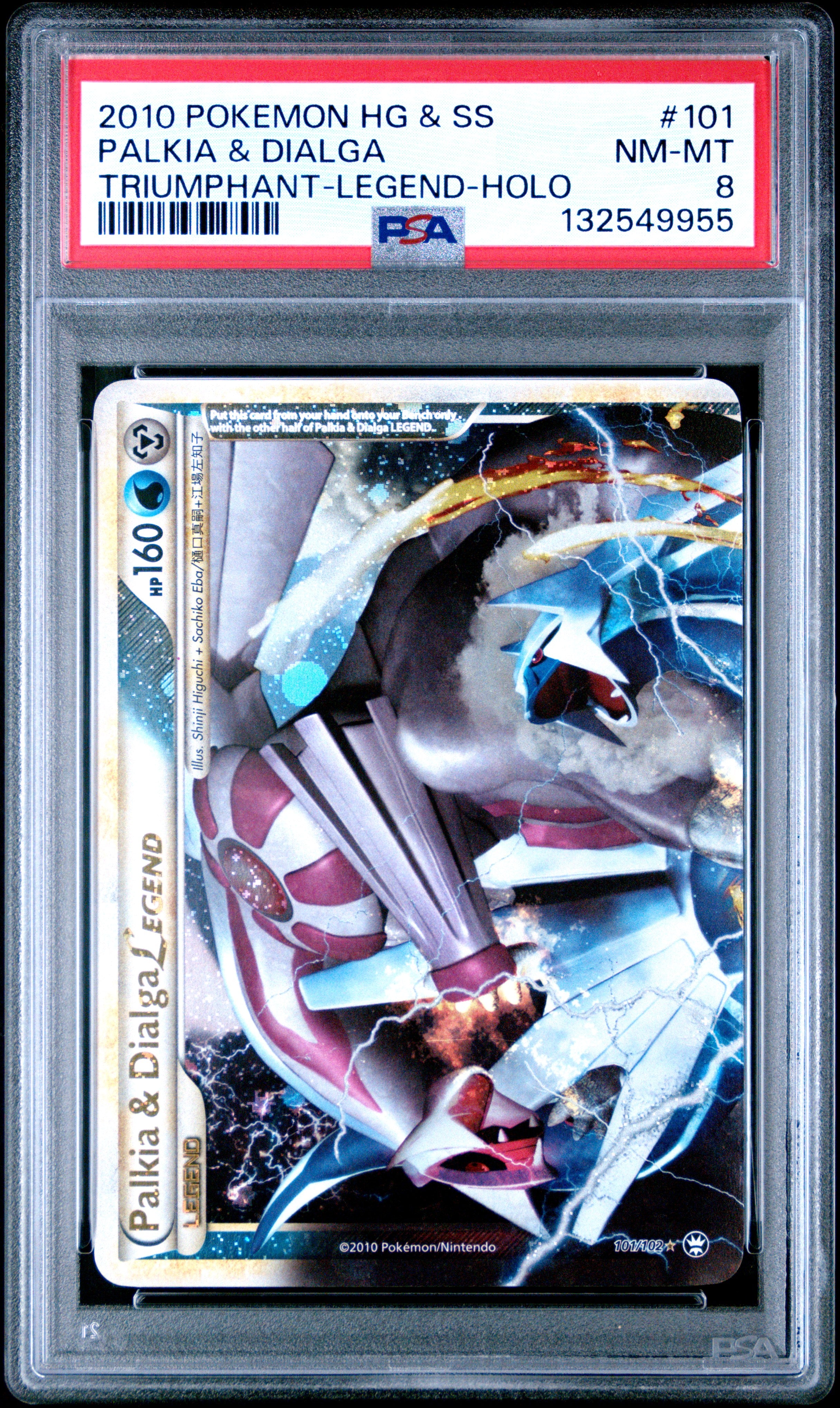 2010 Pokemon HG & SS Triumphant #101 Palkia & Dialga Legend Holo PSA 8