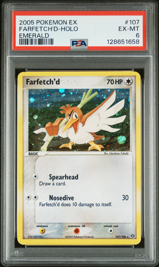 2005 Pokemon Ex Emerald #107 Farfetch'D-Holo Emerald PSA 6