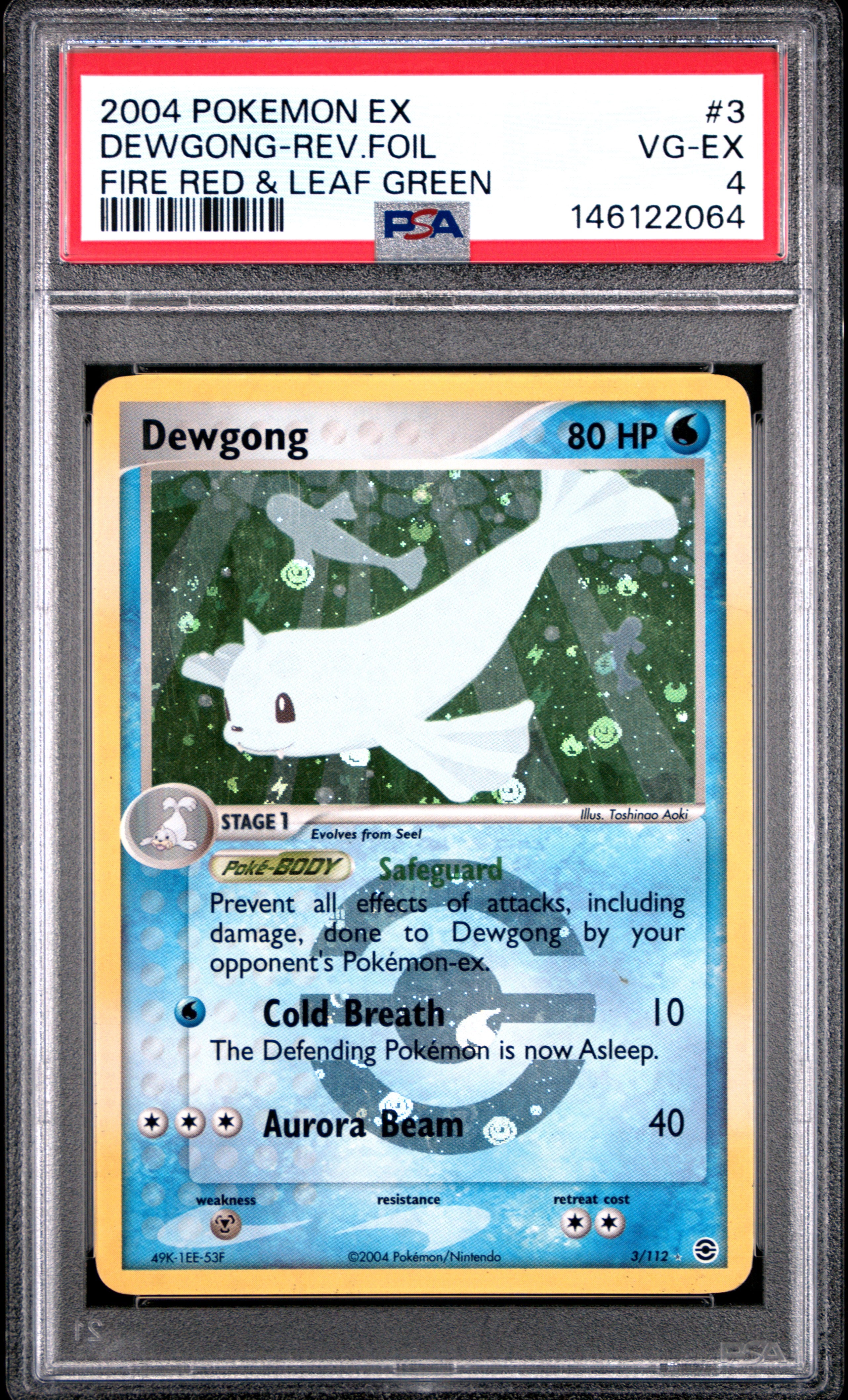 2004 Pokemon Ex Fire Red & Leaf Green #3 Dewgong-Rev.Foil PSA 4