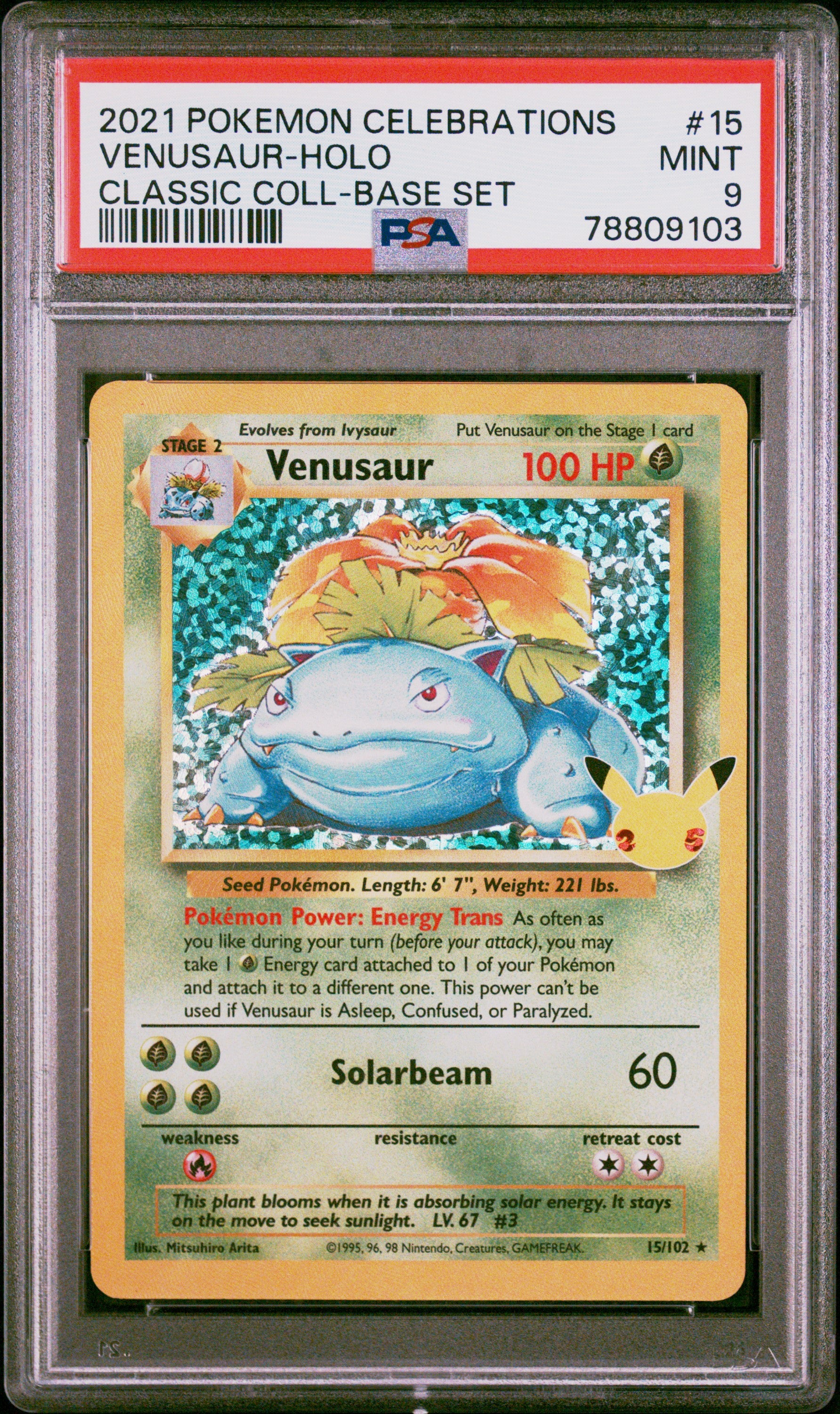 2021 Pokemon Celebrations Classic Collection #15 Venusaur-Holo PSA 9