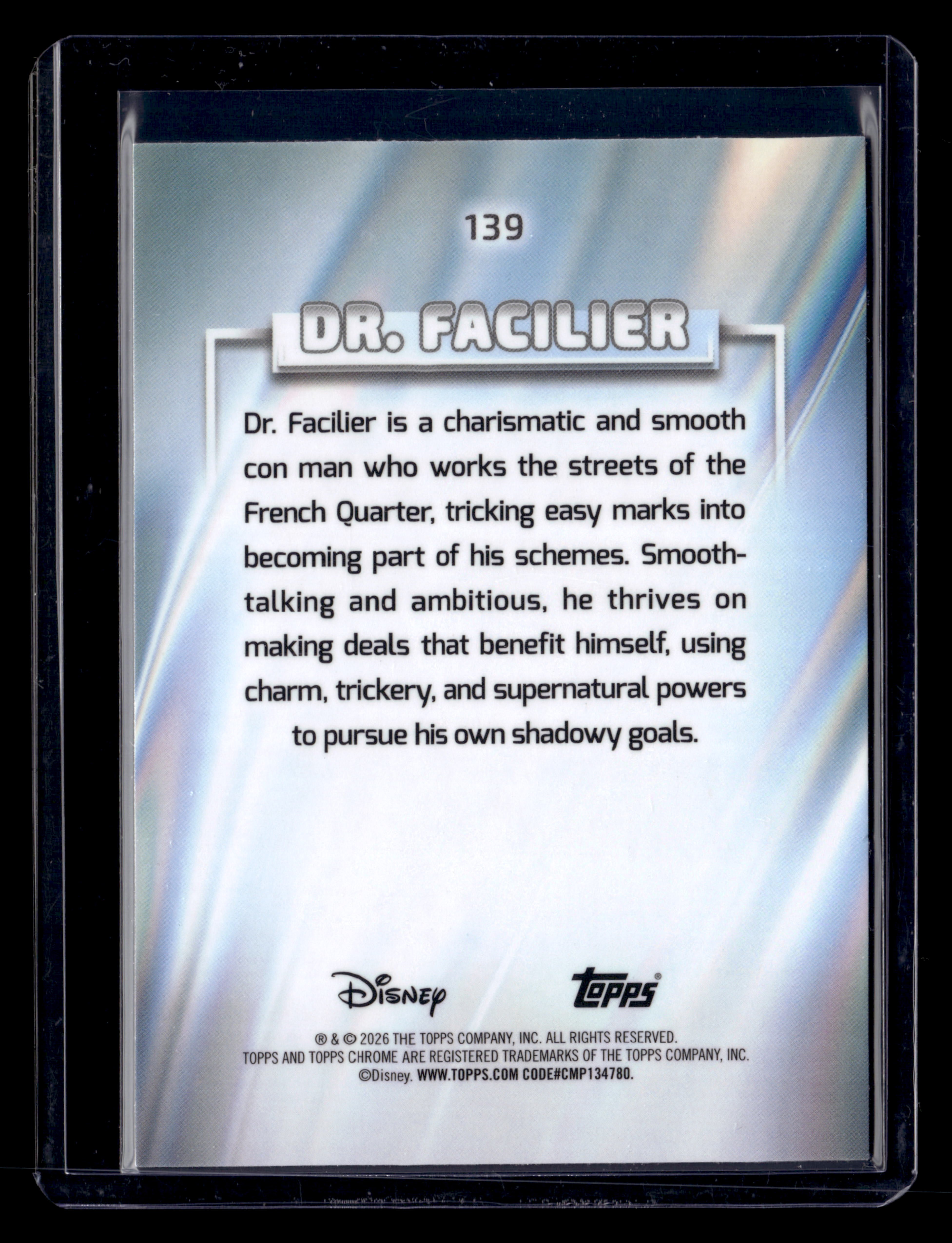 2026 Topps Chrome Disney 139 Dr. Facilier Aqua Wave /199