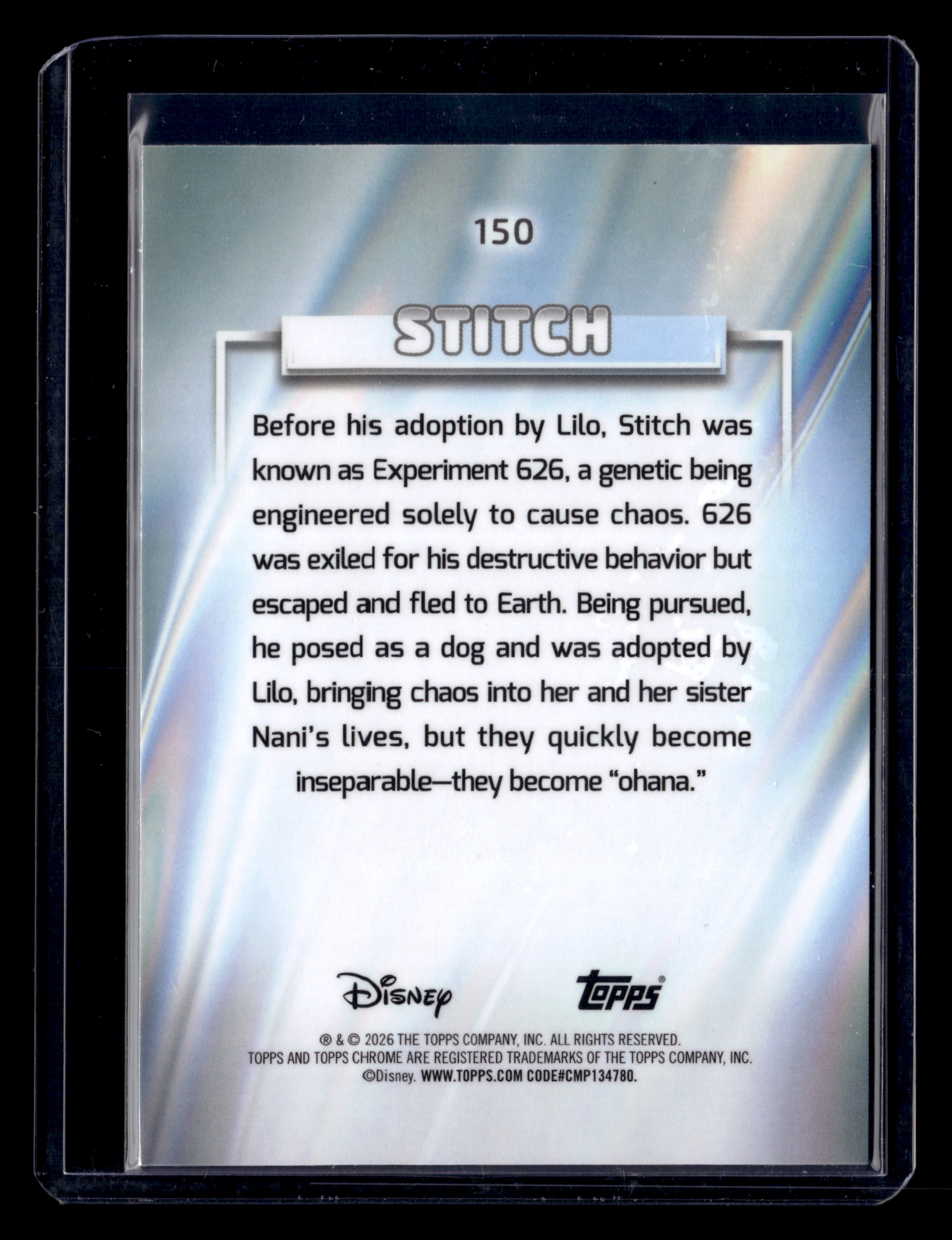 2026 Topps Chrome Disney 150 Stitch Blue Refractor /150