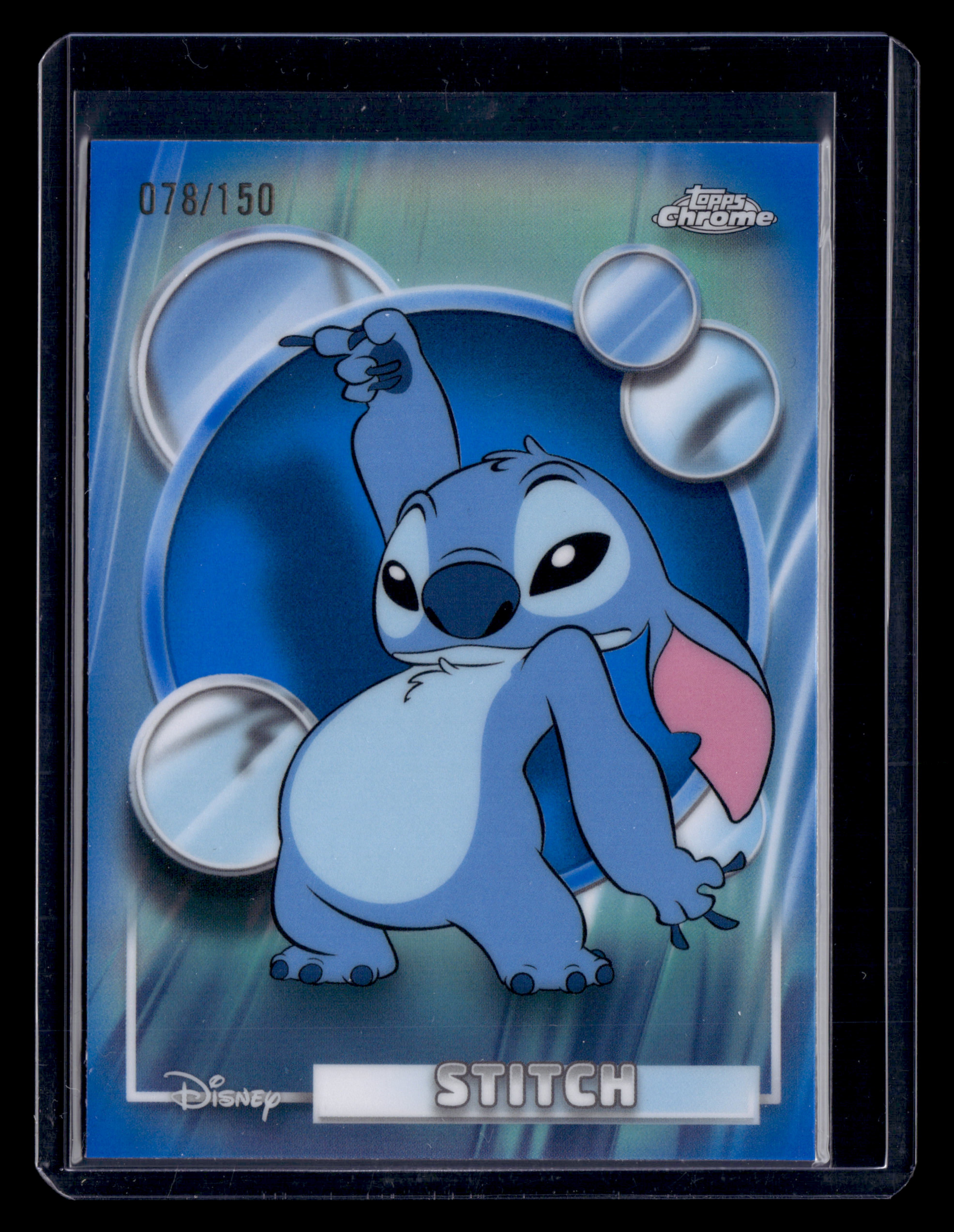 2026 Topps Chrome Disney 150 Stitch Blue Refractor 78/150